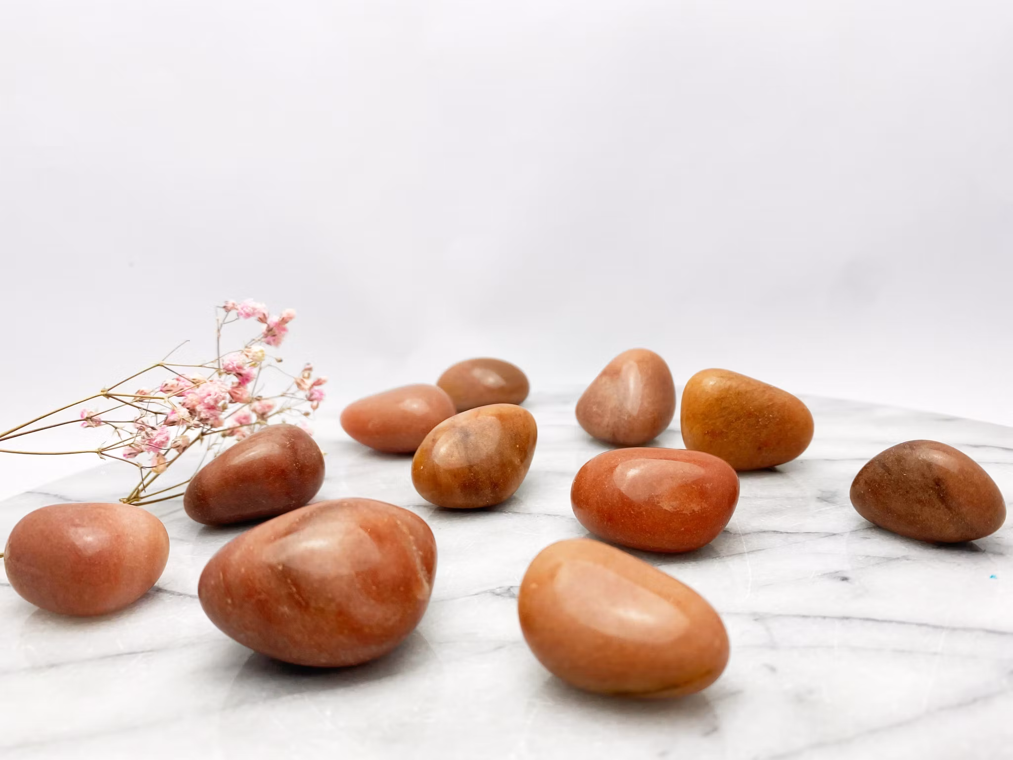 Aventurin, Röd/orange trumlade stor