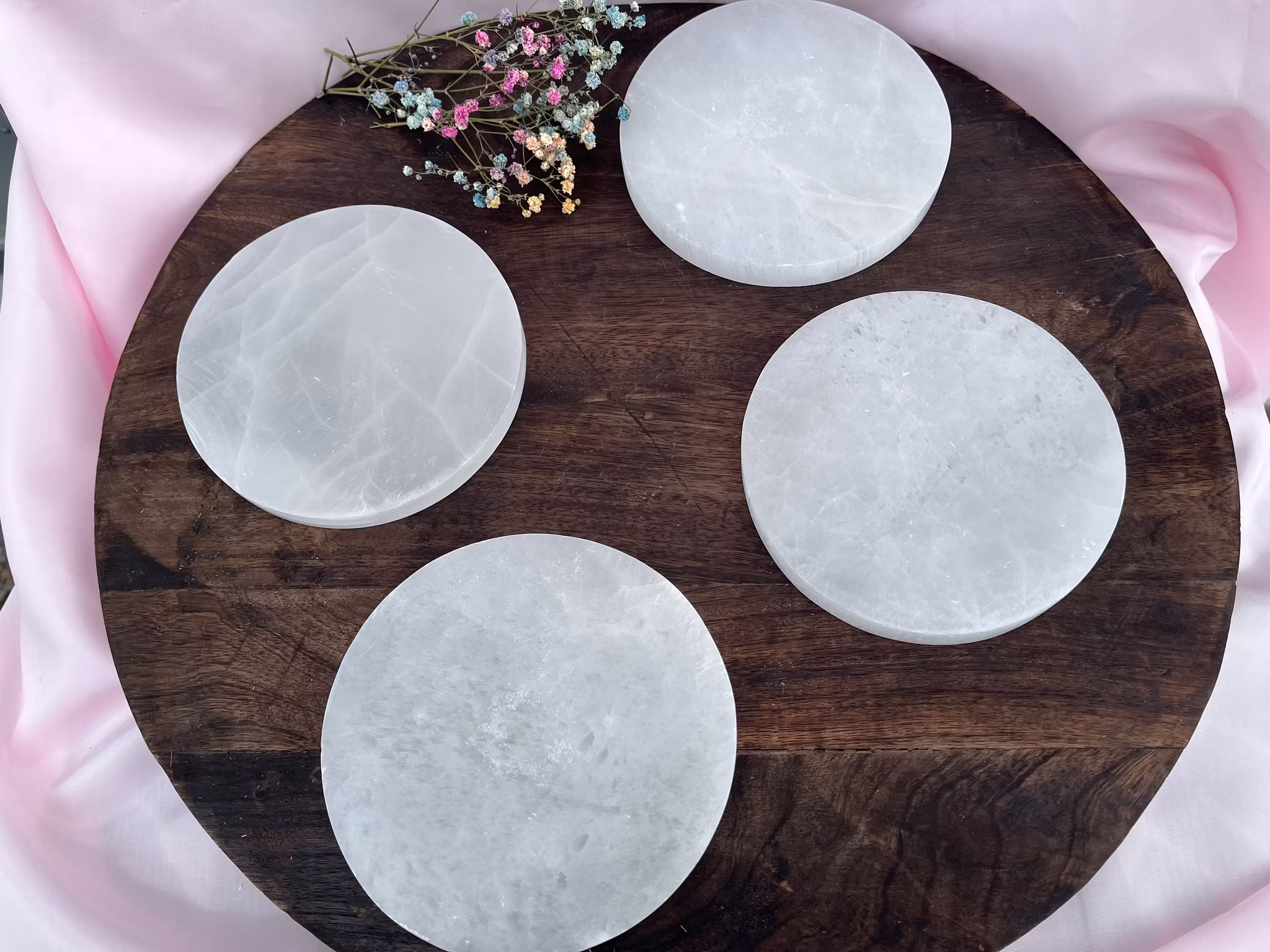 Selenit, rund platta stor (laddningsplatta)