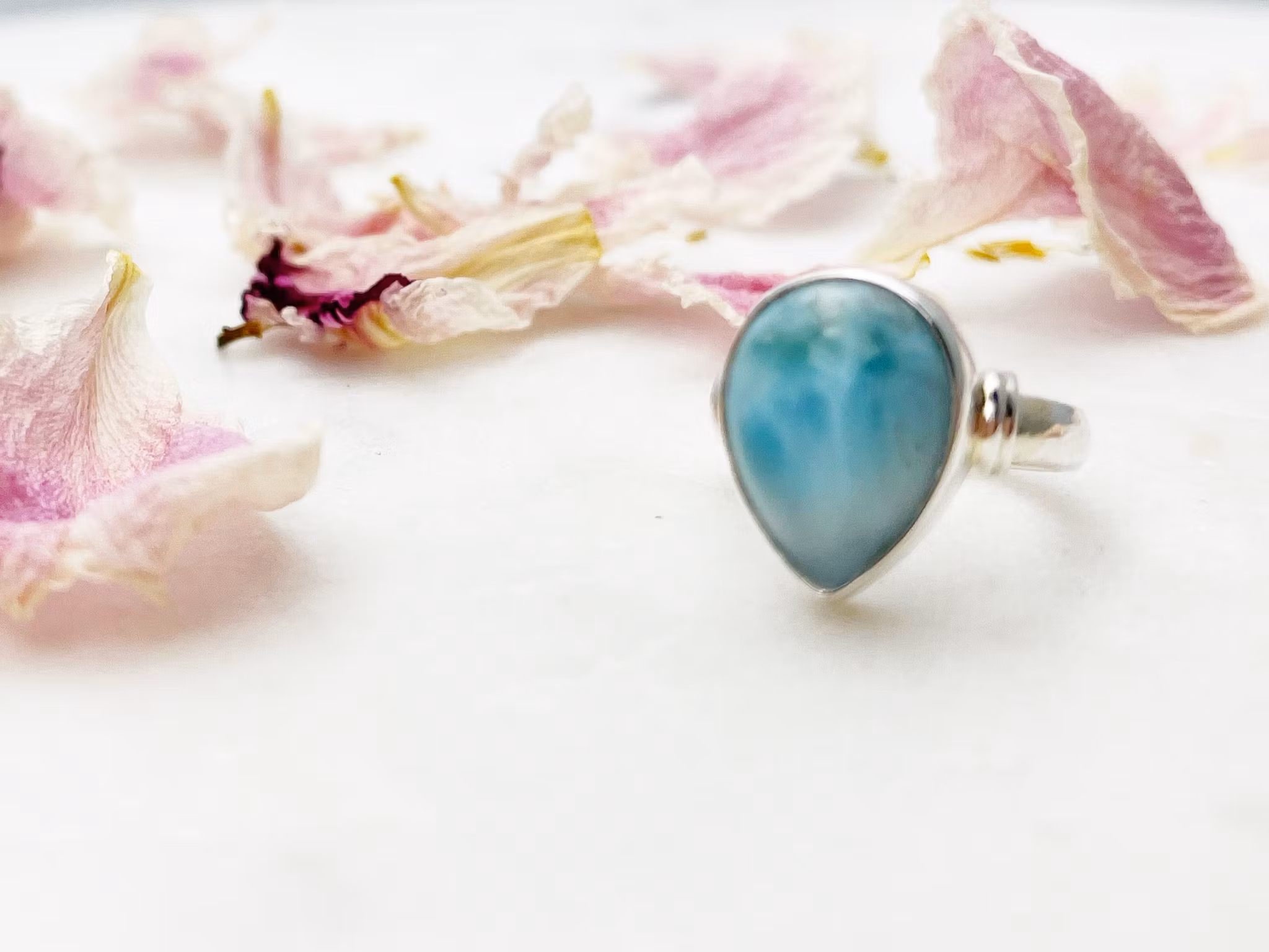Kristallring med Larimar och sterling silver #1