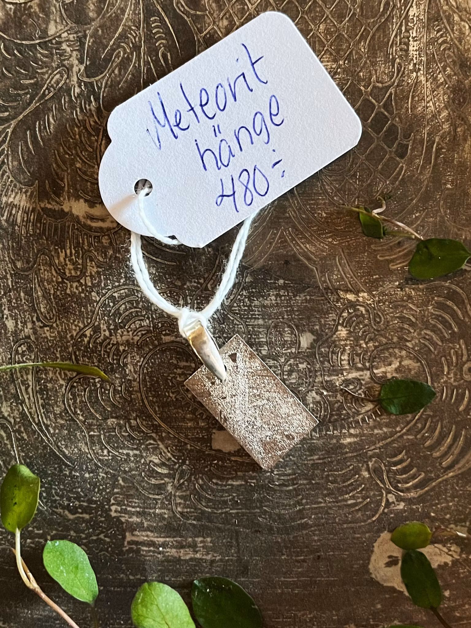 Meteorit, Äkta hänge i sterling silver (Muonionalustameteorit)