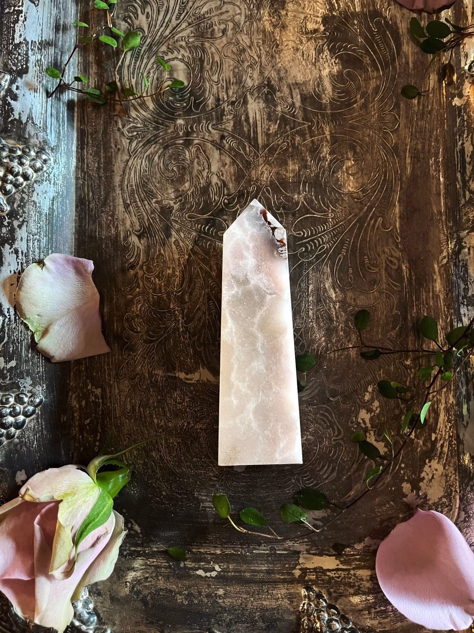 Rosa ametist/blomster agat torn