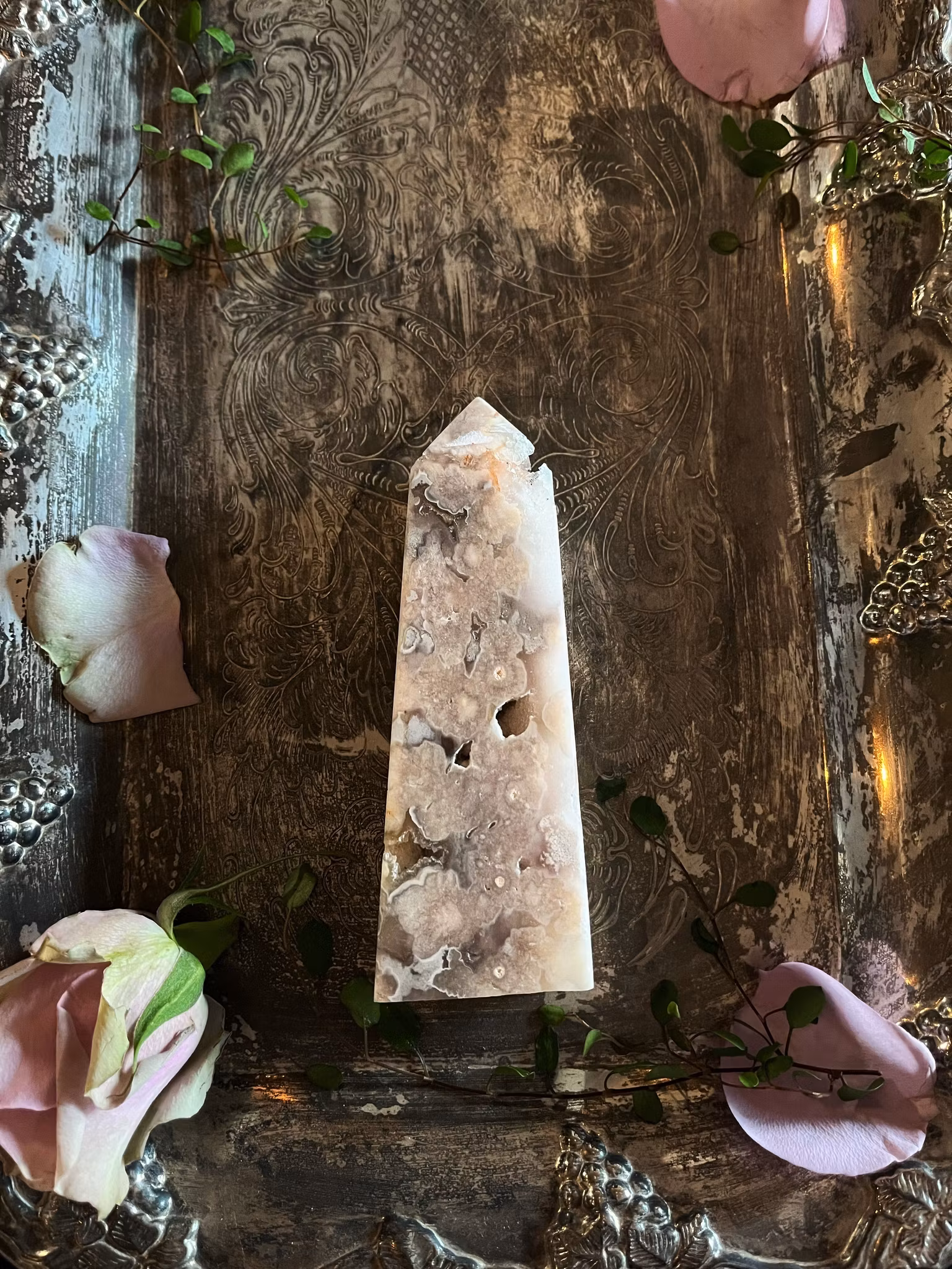 Rosa blomster agat torn