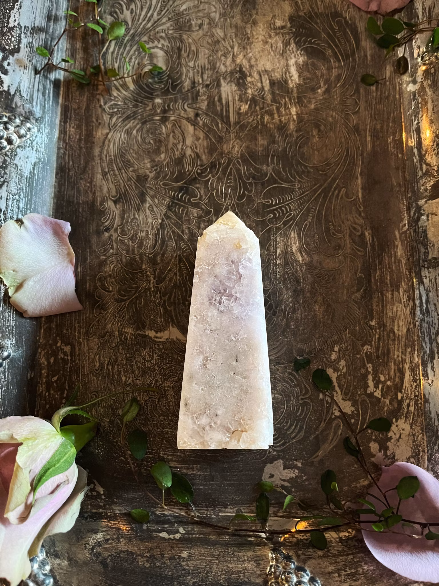 Rosa ametist/blomster agat torn