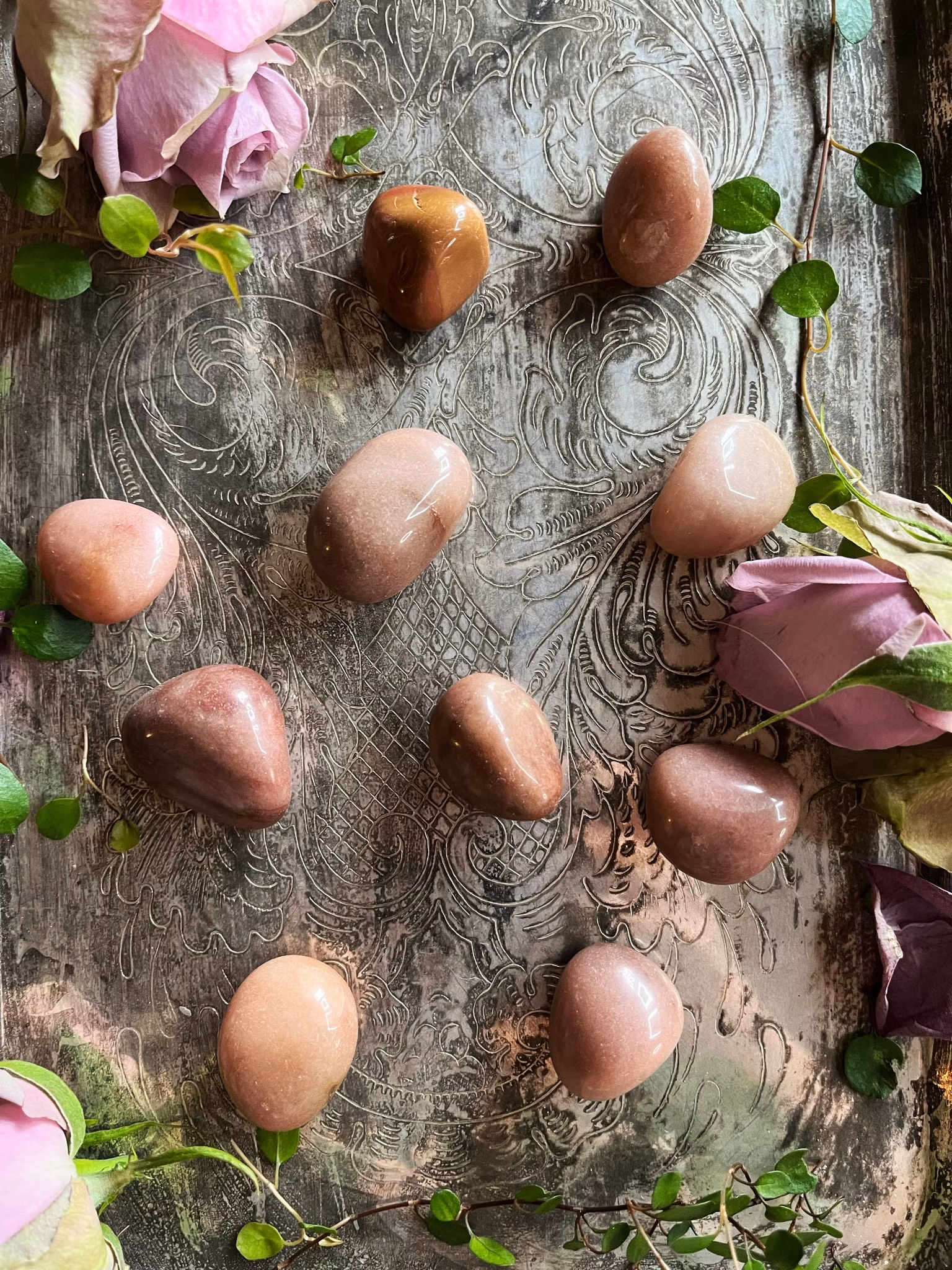 Aventurin, Röd/orange trumlade stor