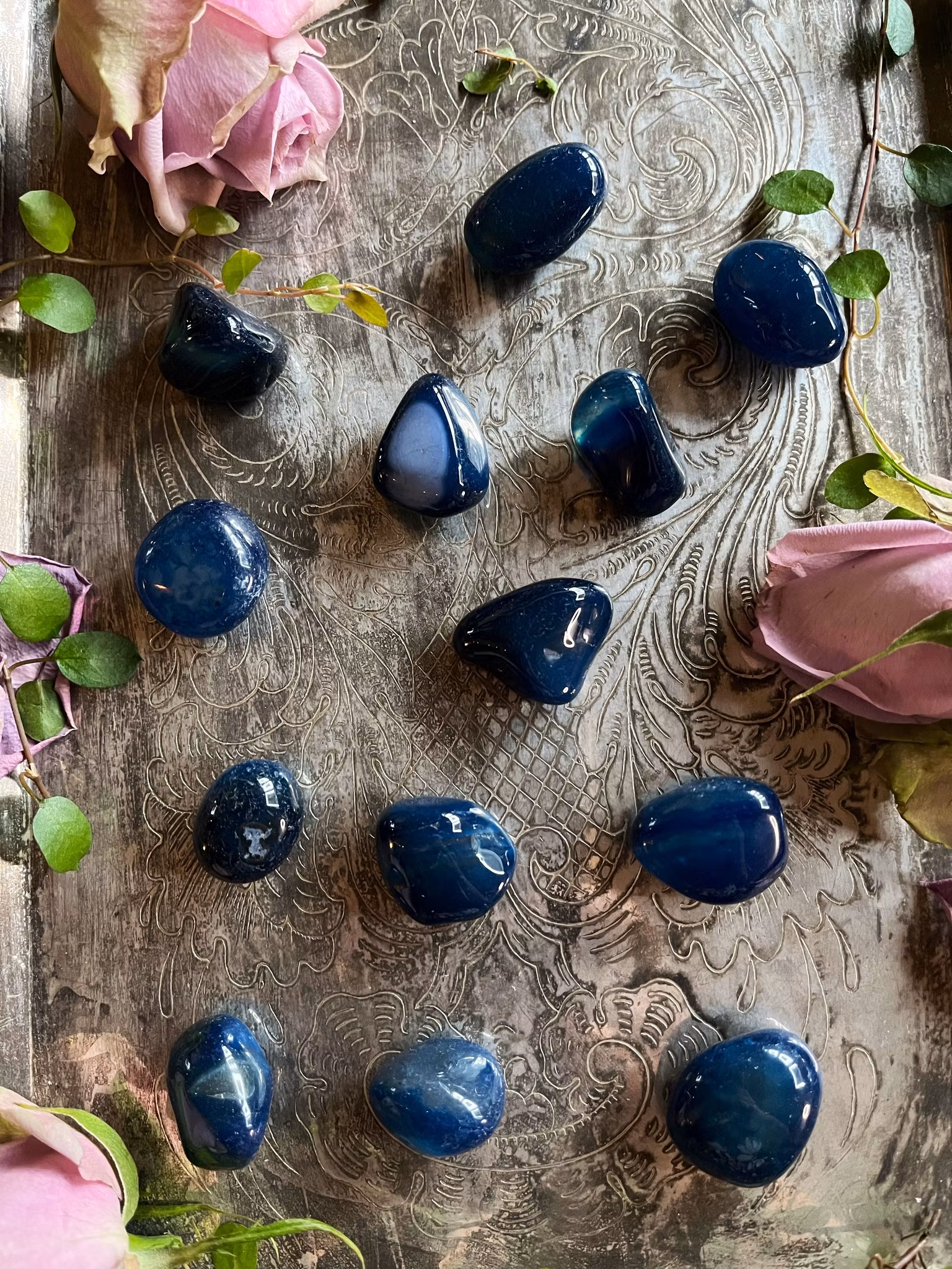 Blå agat  (trumlad)