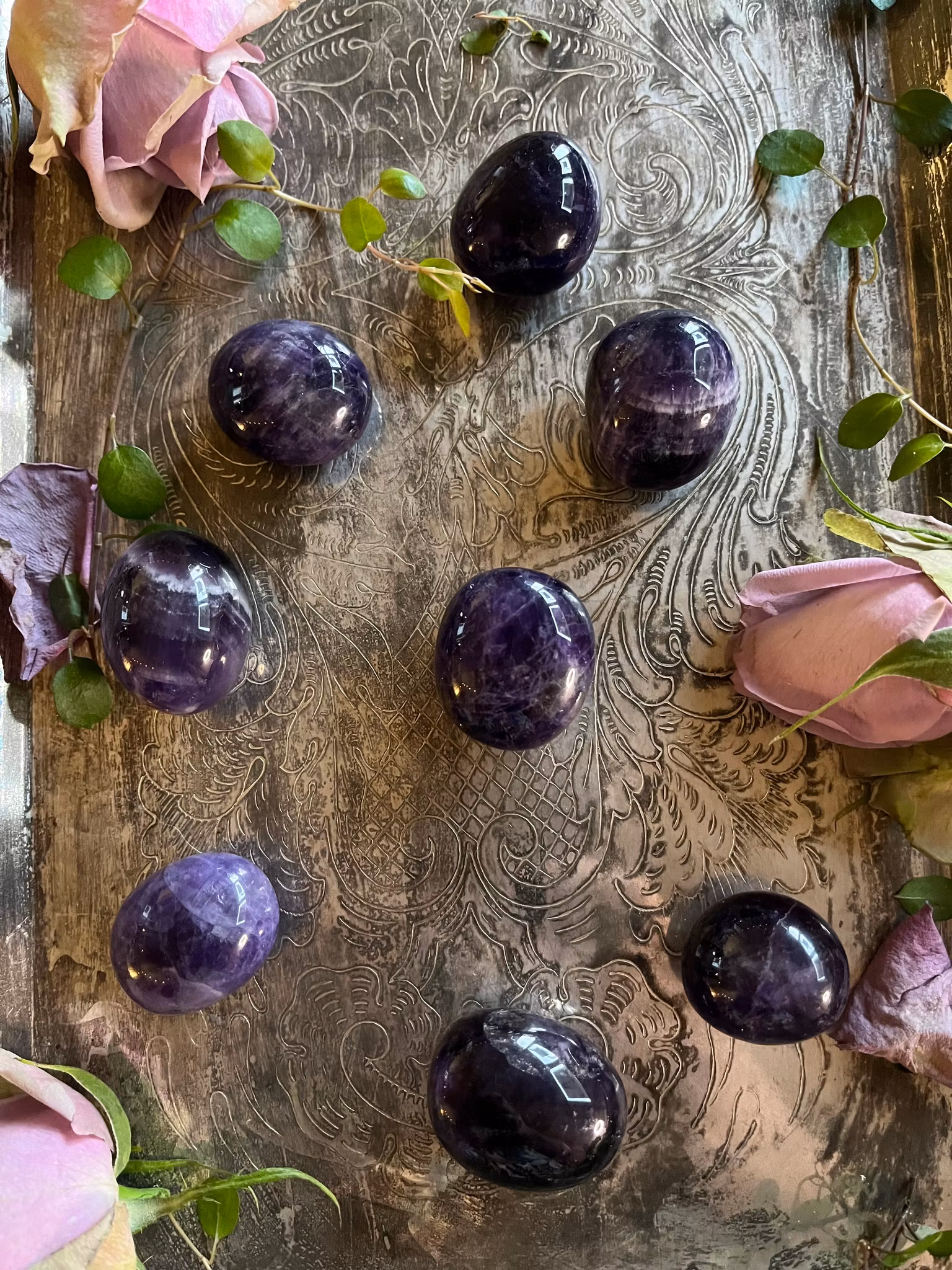 Ametist,mörk Cuddle stone AA+