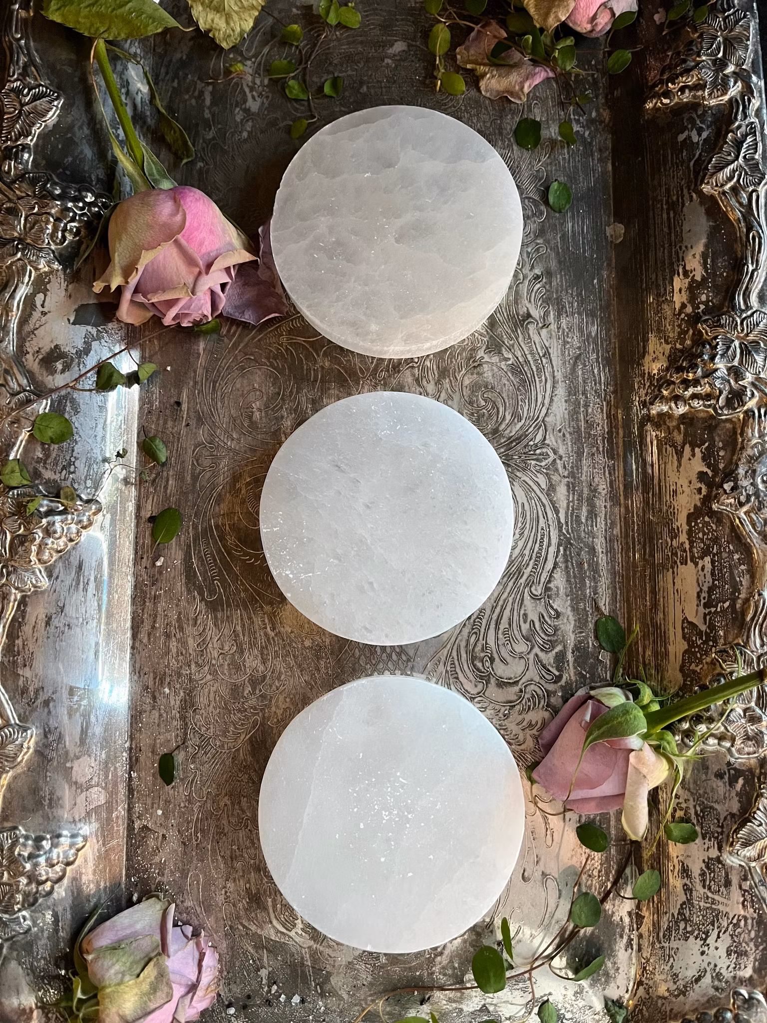 Selenit, rund platta (laddningsplatta)