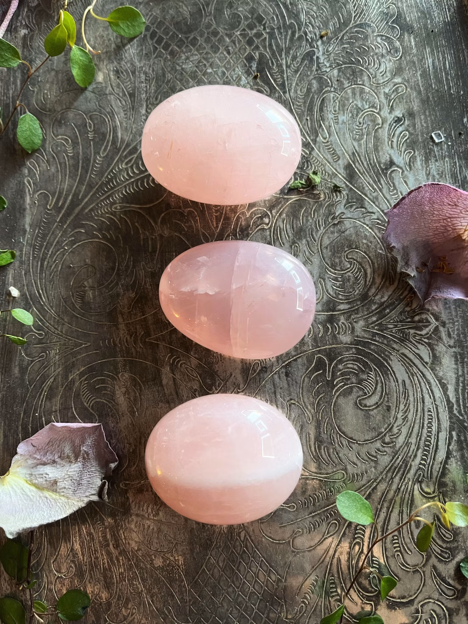 Rosenkvarts liten touchstone