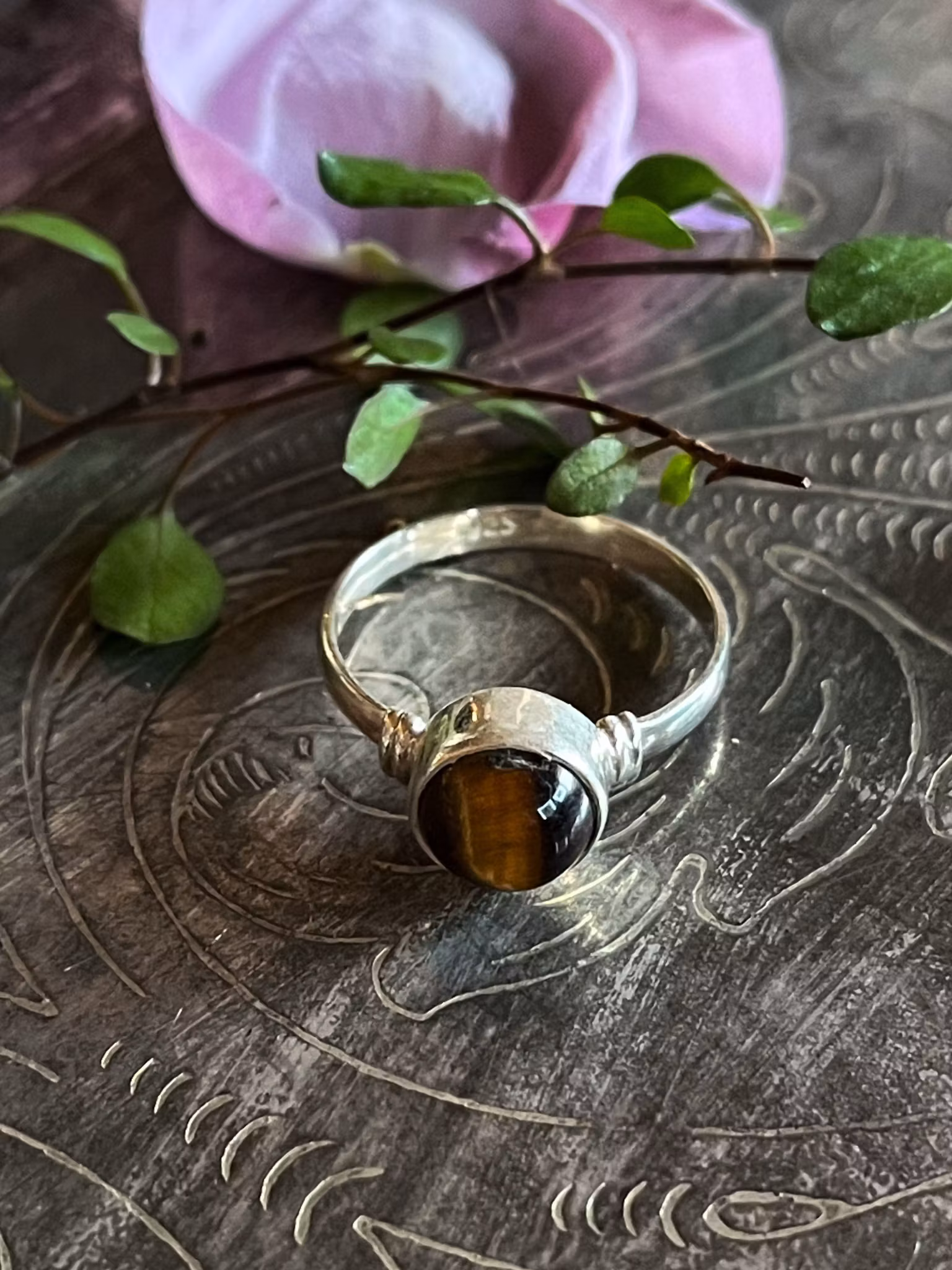 Kristallring med Tigeröga   och sterling silver #1