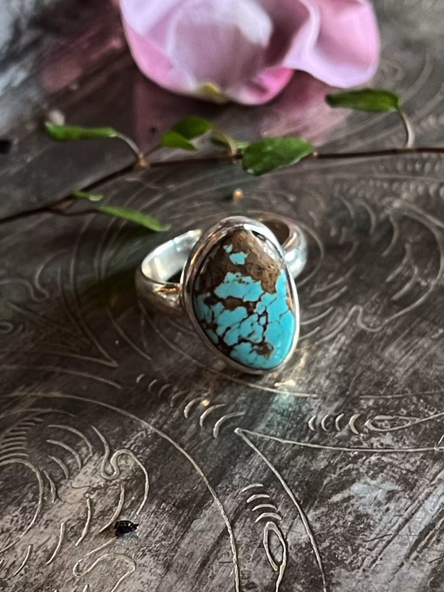 Kristallring med Turkos och sterling silver