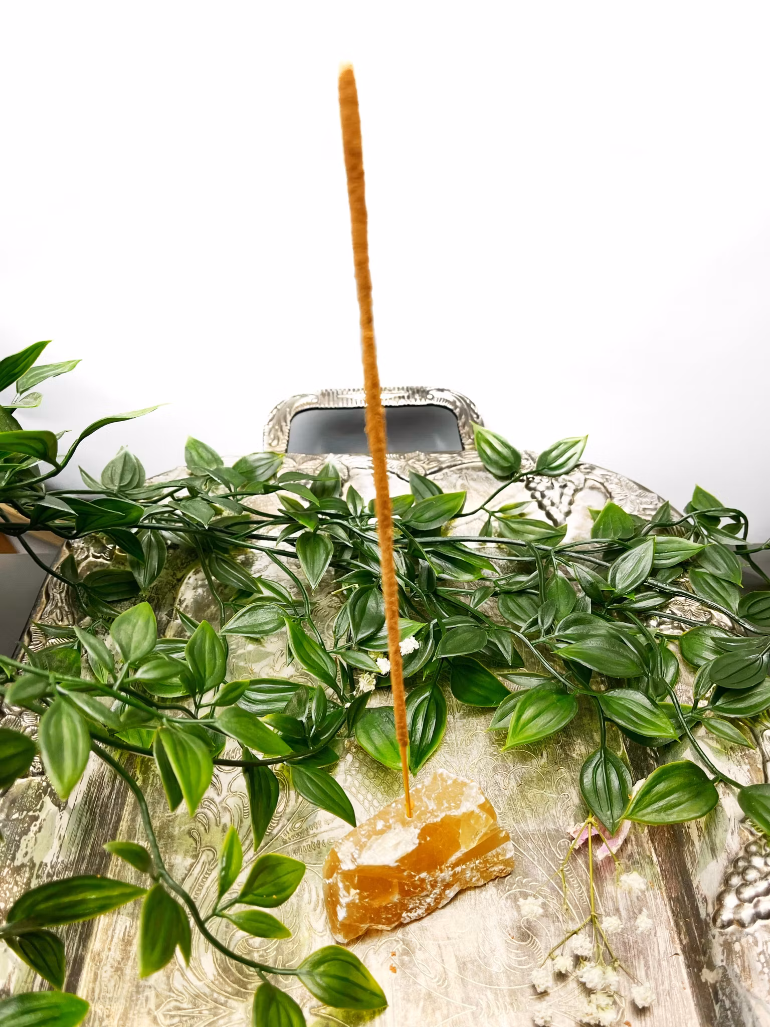 Honungs kalcit rå rökelsehållare