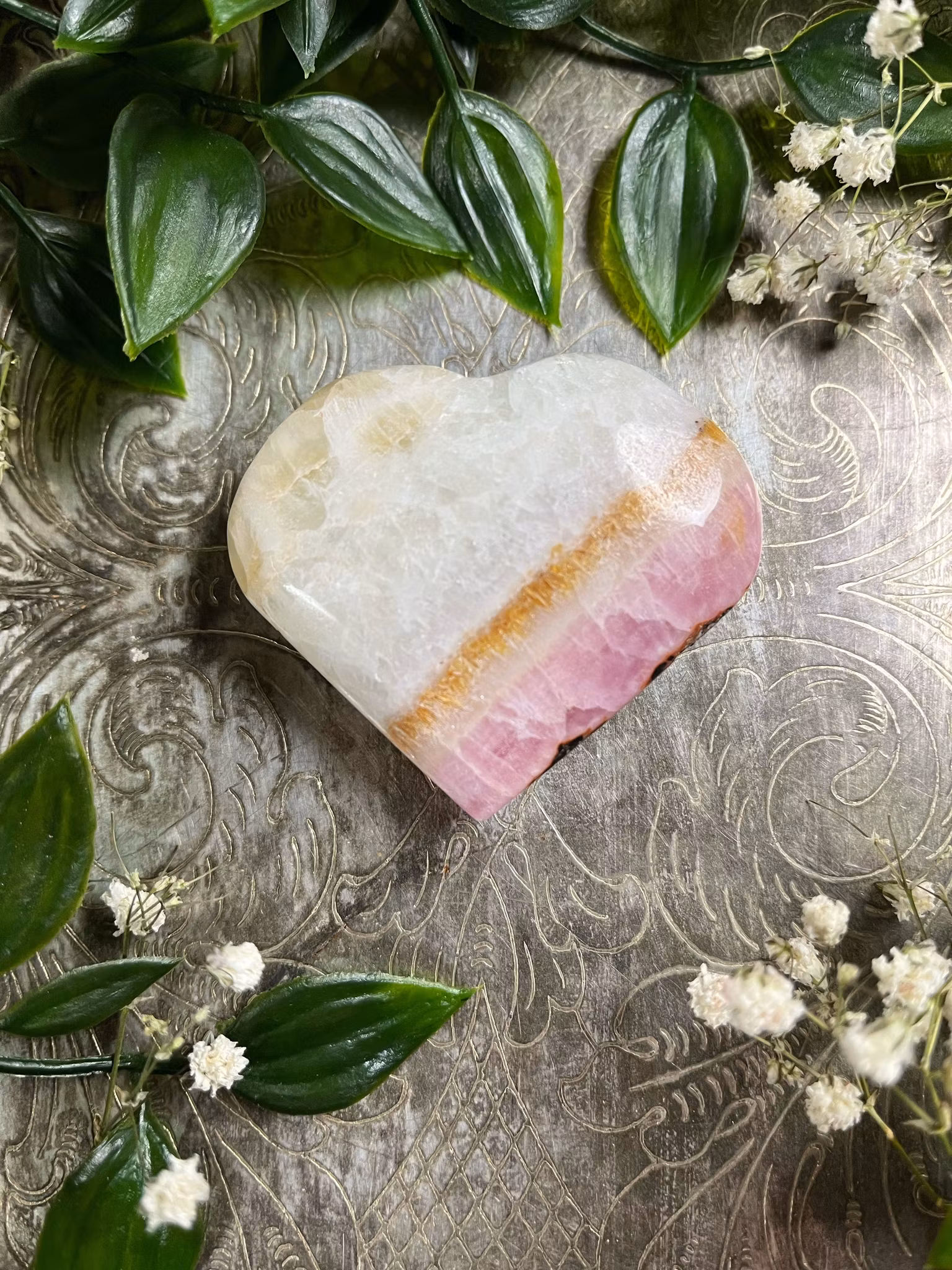 Rosa aragonit hjärta #18