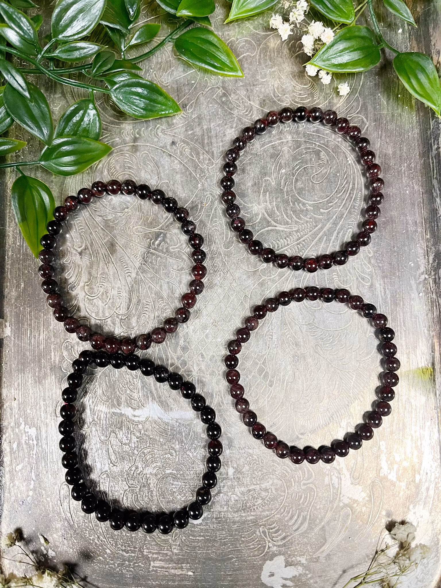 Granat, röd armband