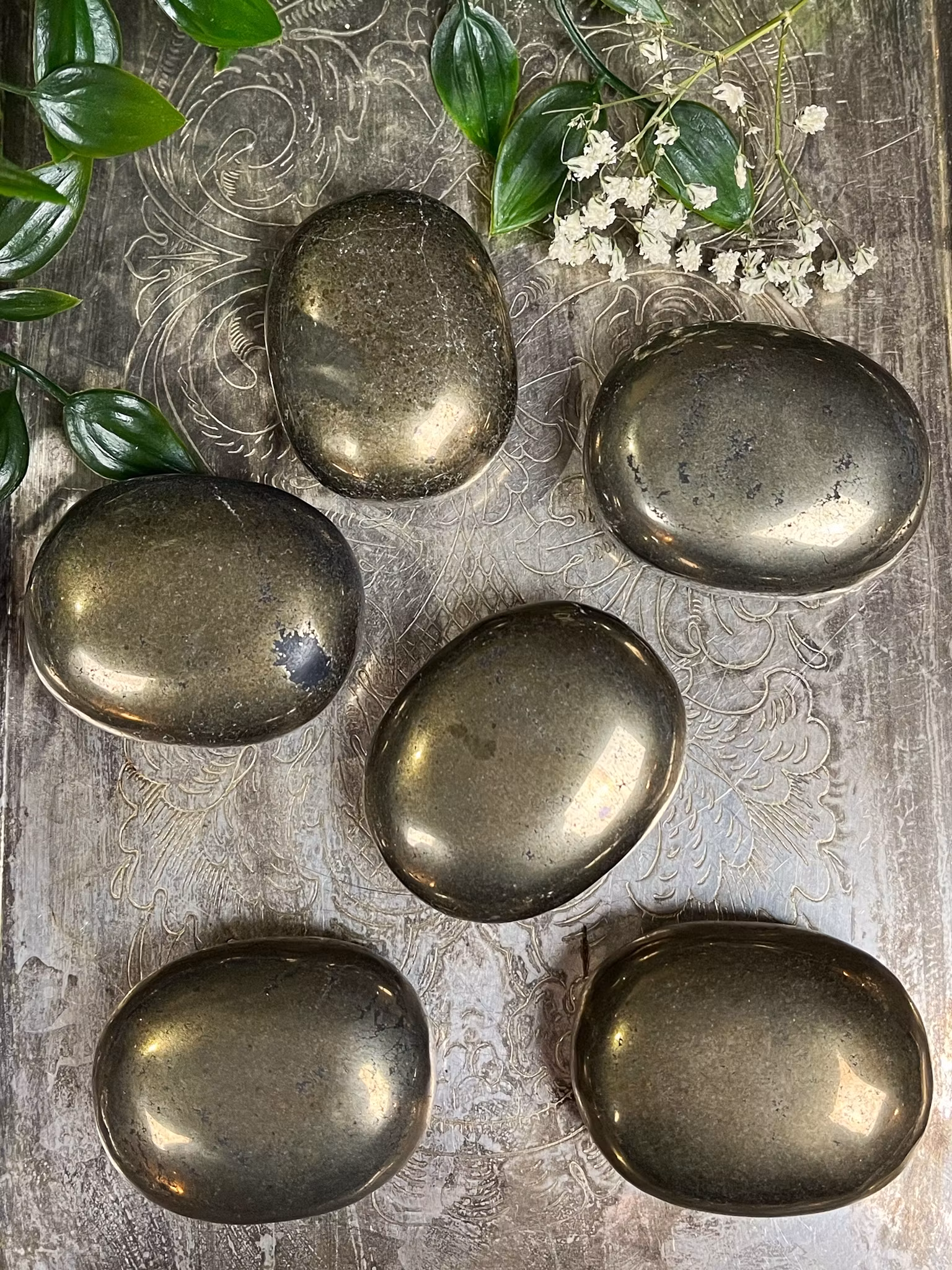 Pyrit, polerade palmstones