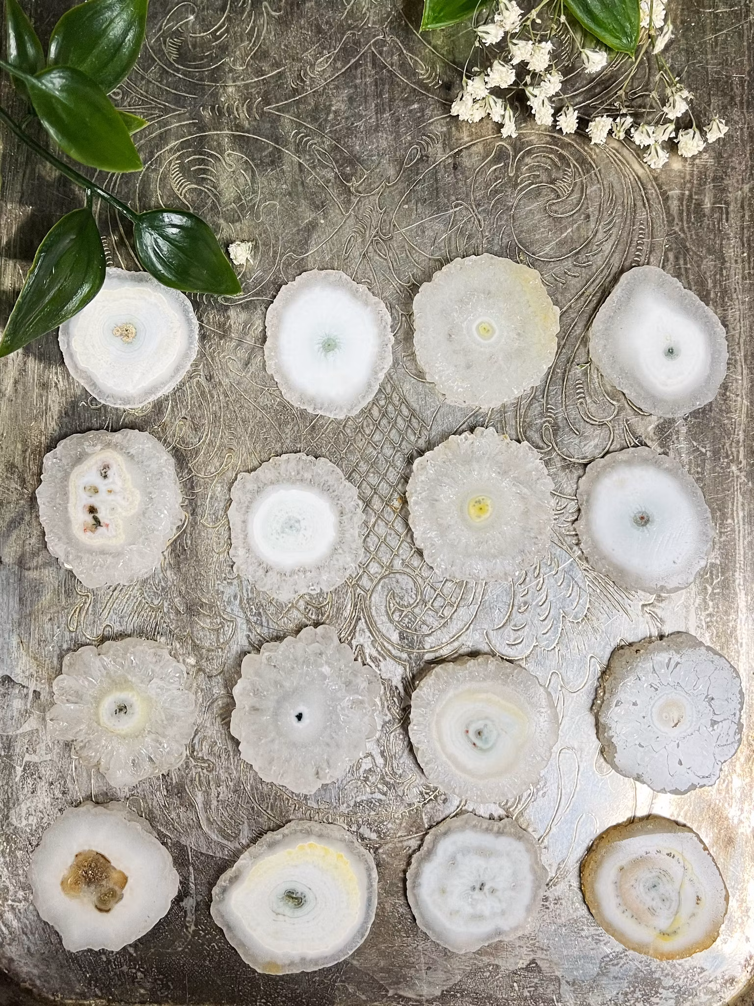 Solar kvarts (stalaktit) skiva liten