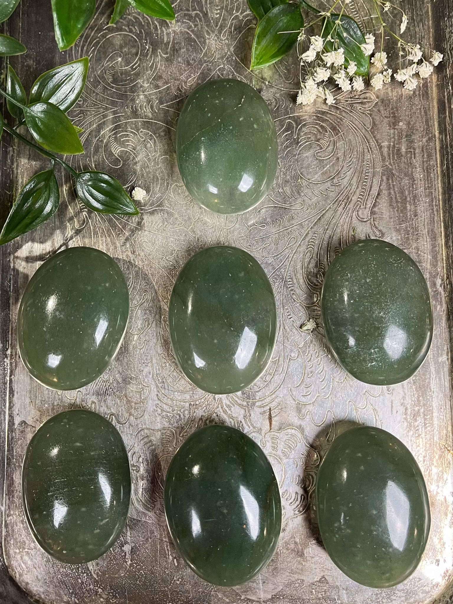 Grön aventurin palmstone