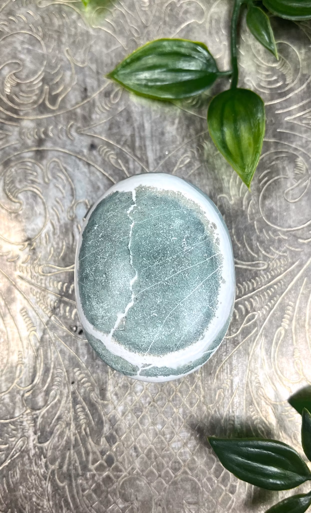 Grön Sardonyx polerad palmstone E