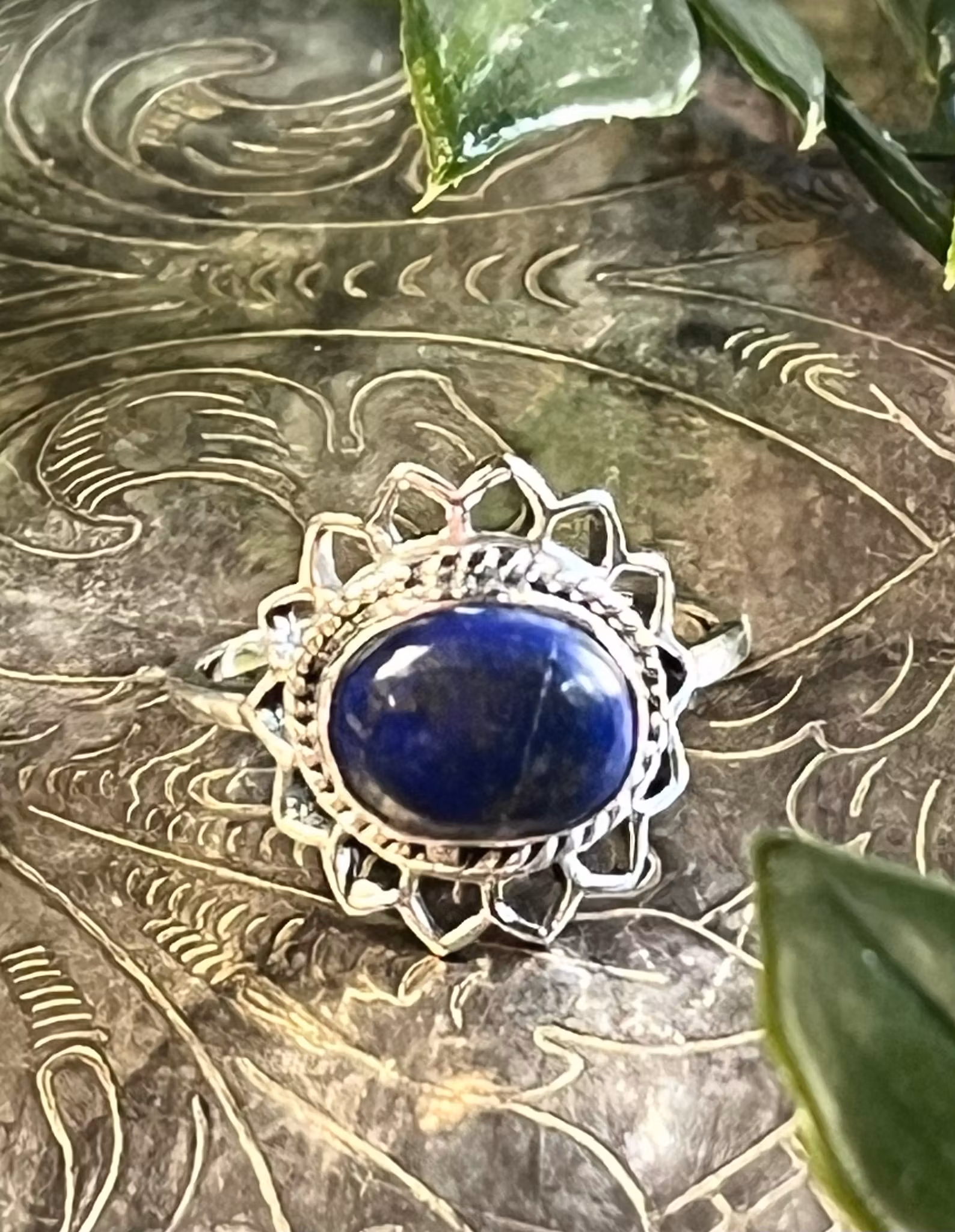 Lapis Lazuli ring  sterling silver stl 10