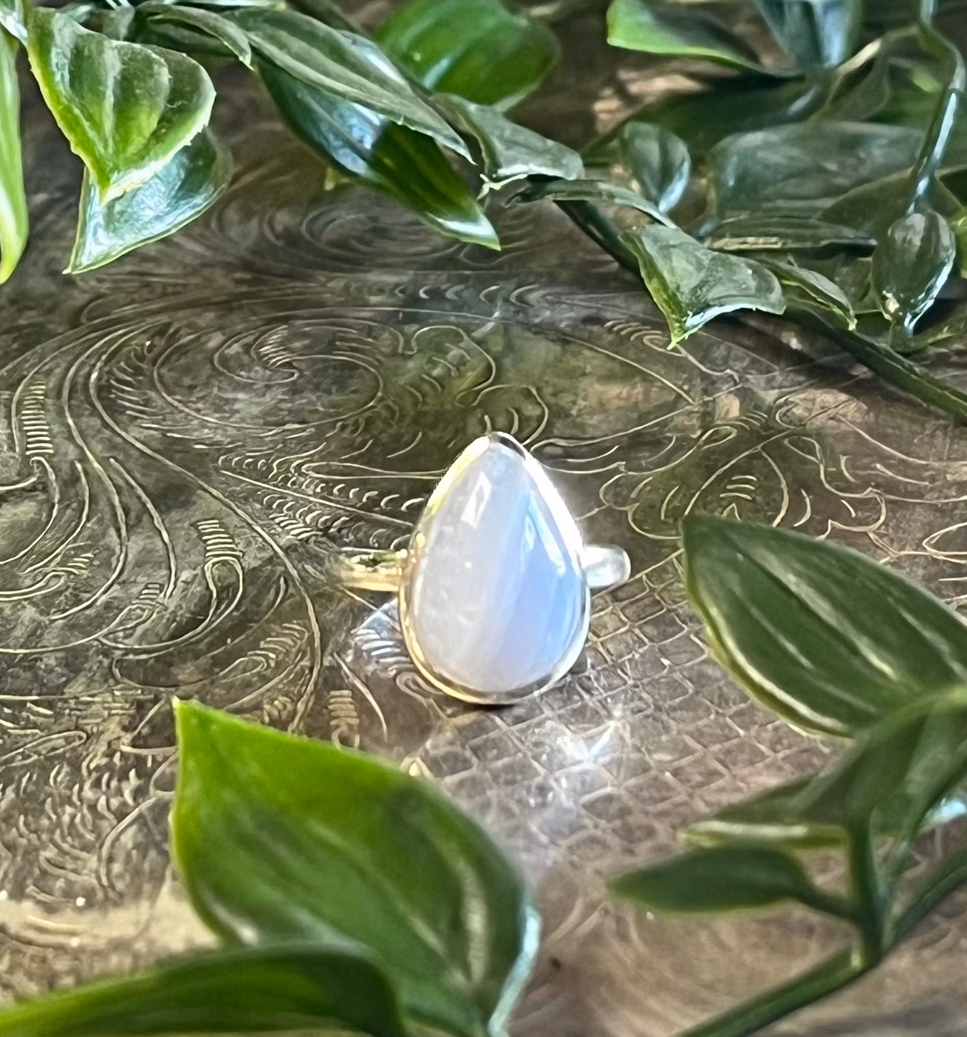 Blå Bandagat (Blue lace) ring stl 9 sterling silver B