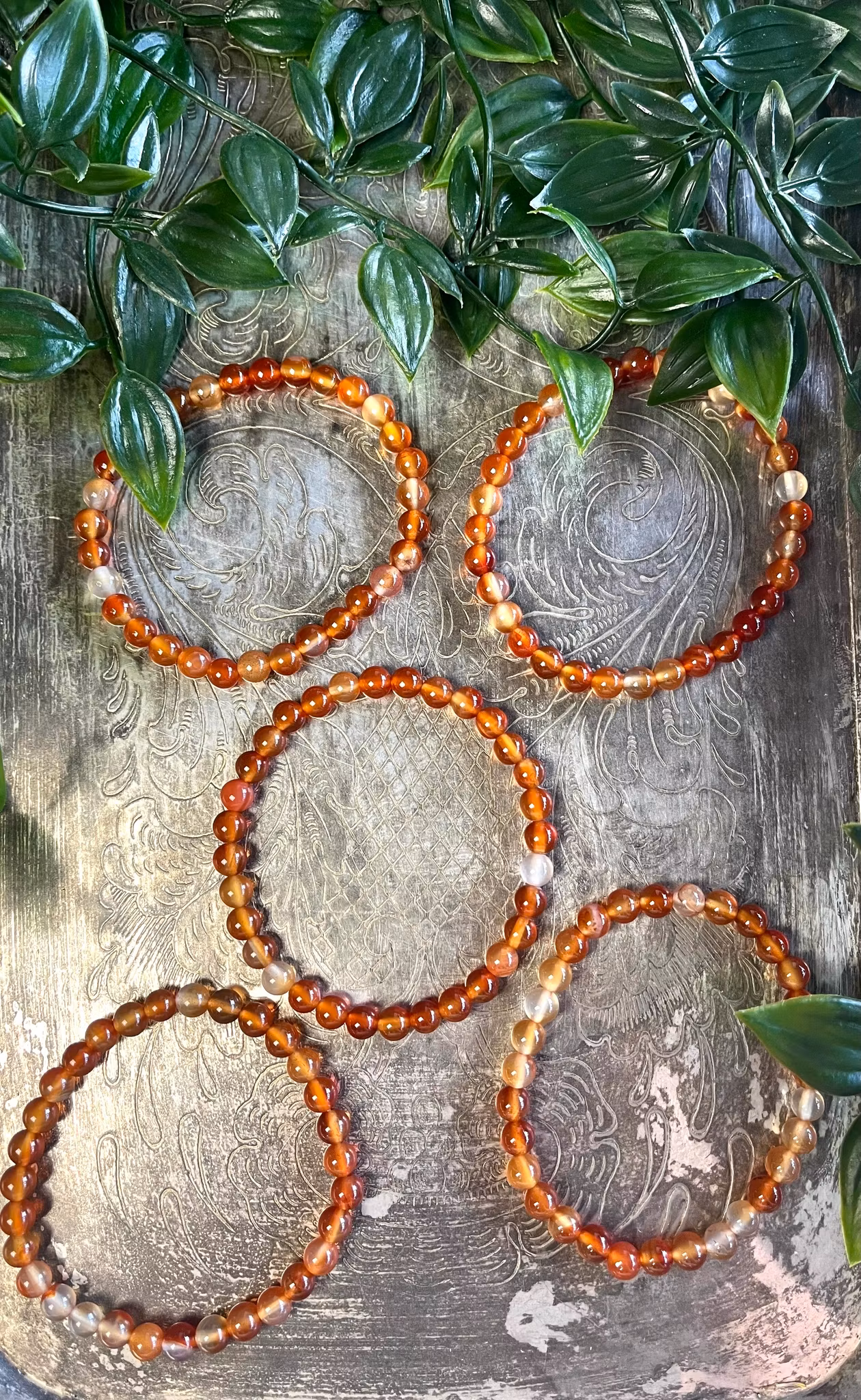 Karneol, rundade Armband