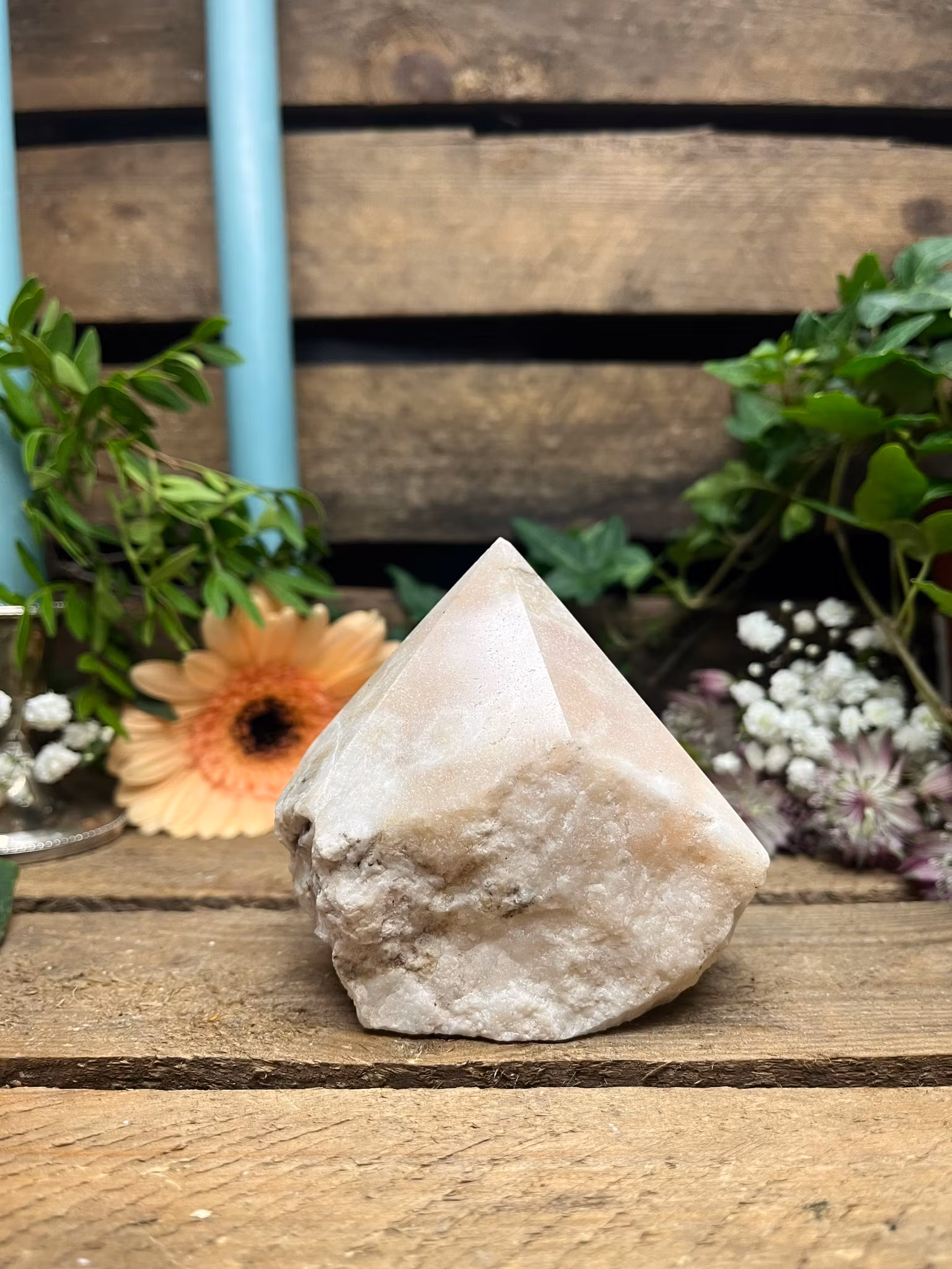 Rosa ametist halvpolerad spets