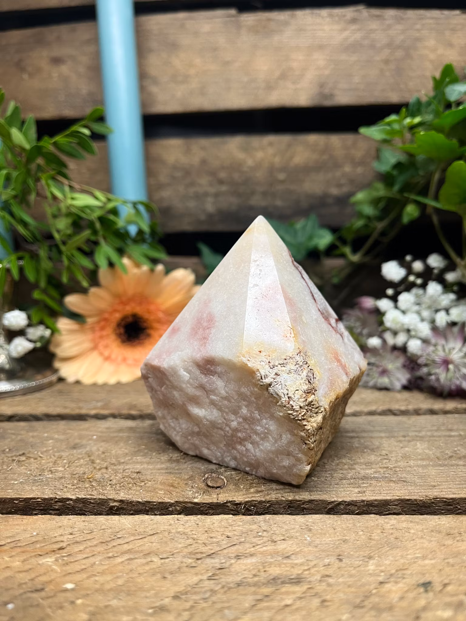 Rosa ametist halvpolerad spets