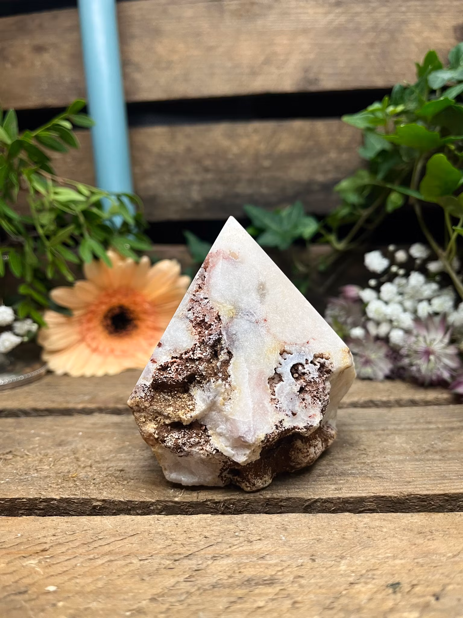 Rosa ametist halvpolerad spets