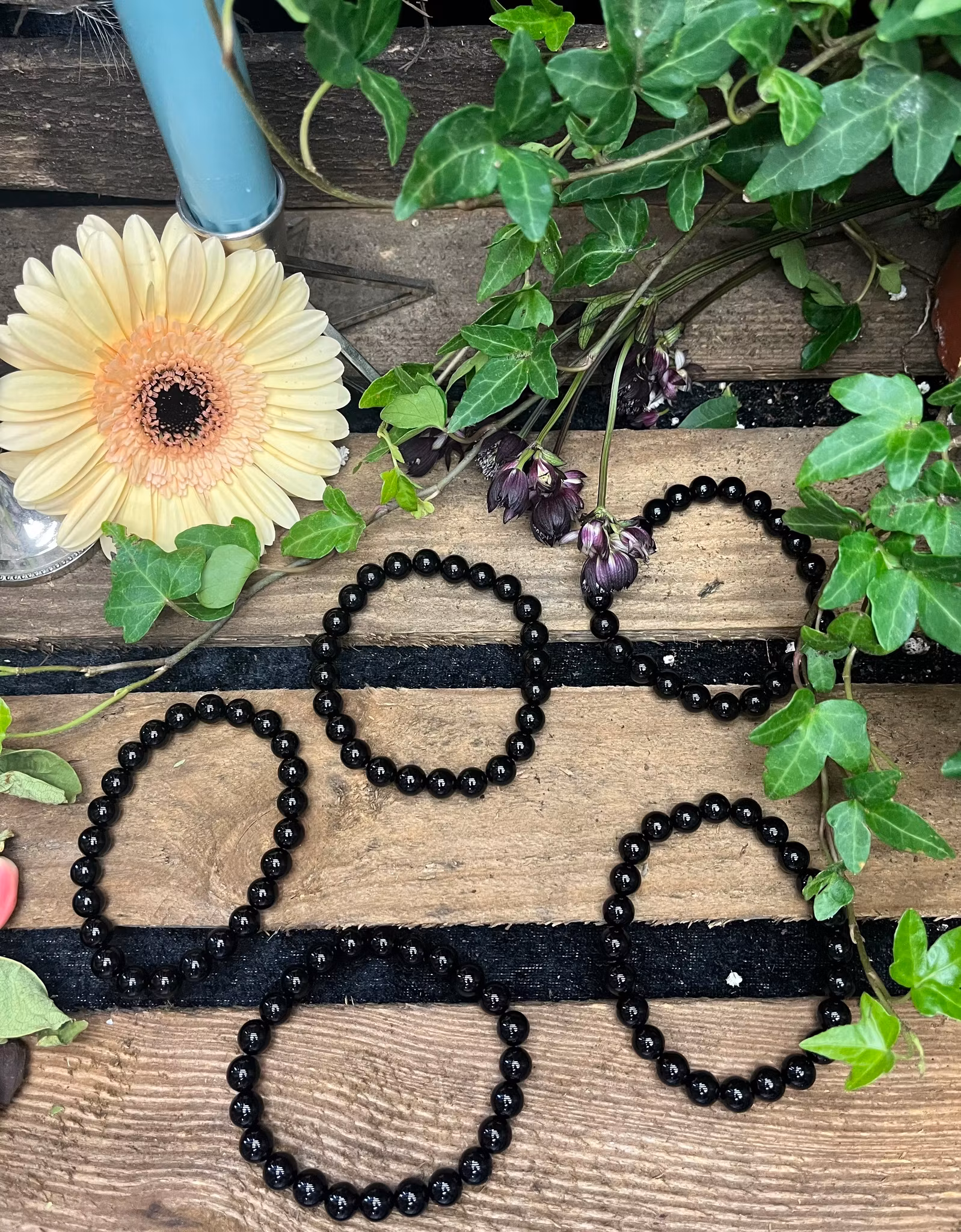 Turmalin, Svart Armband Rund 8 mm