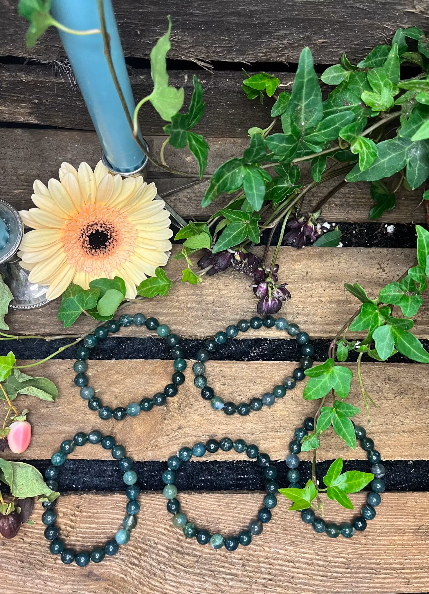 Agat, Moss Armband Rund