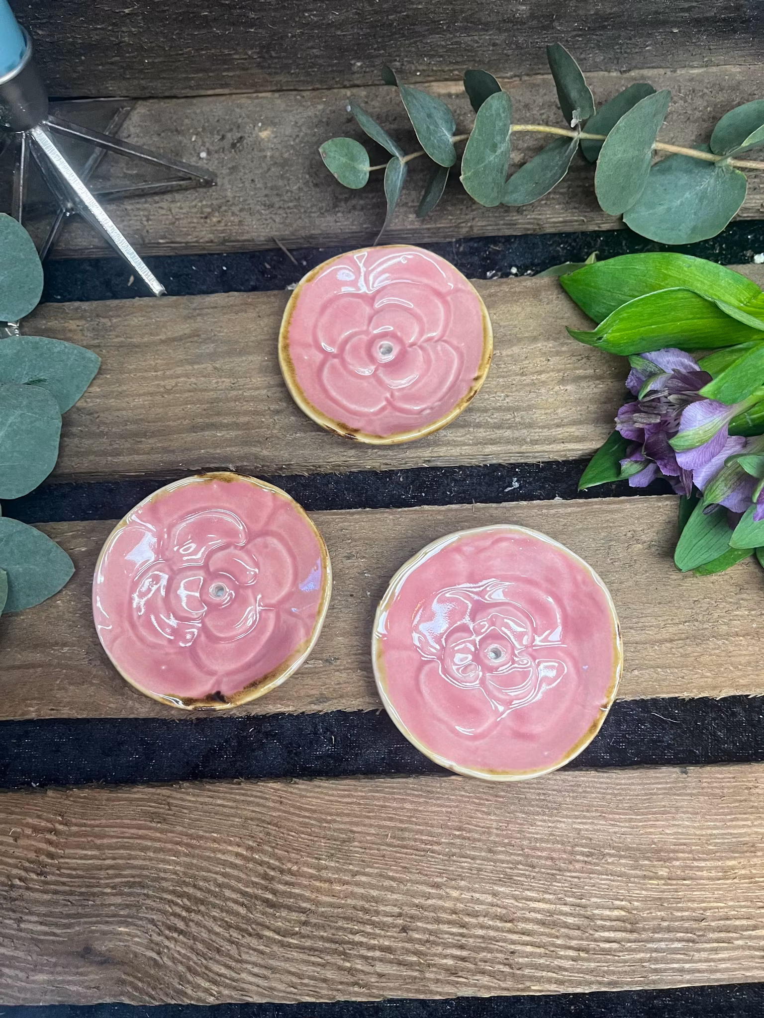 Rökelsehållare i keramik rosa