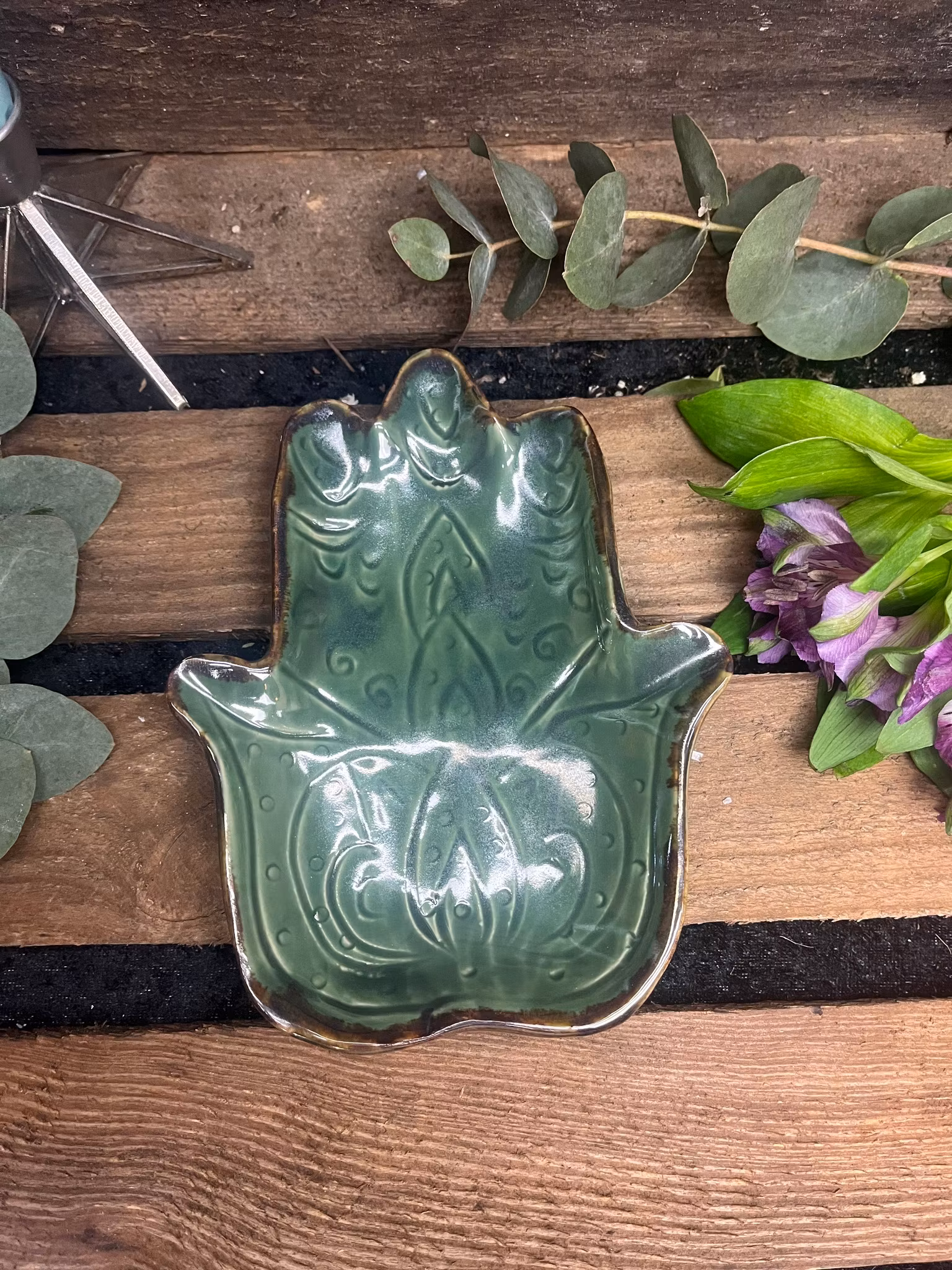 Hamsa keramikfat grön