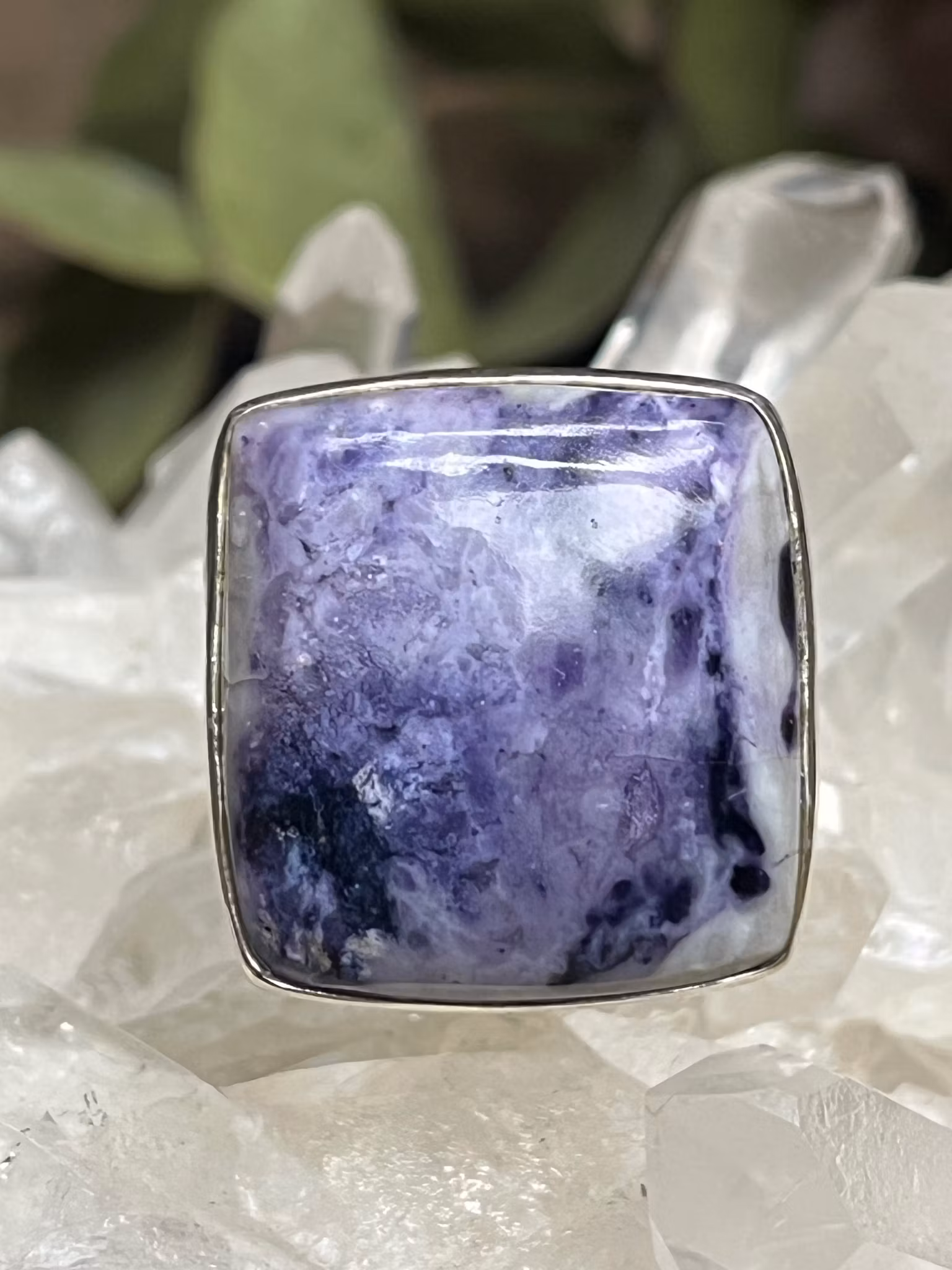 Charoit, ring sterling silver ställbar