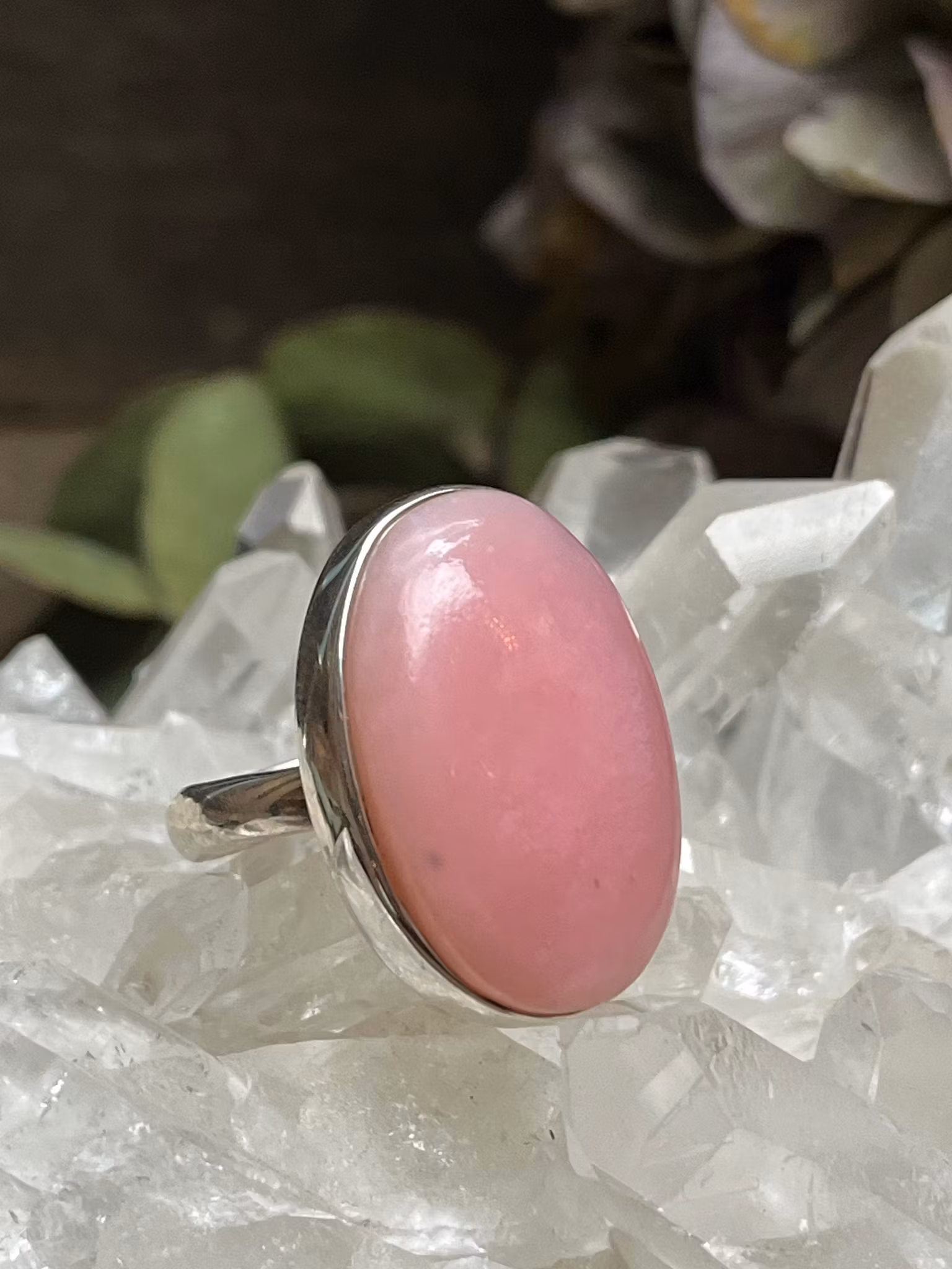Rosa opal ring sterling silver ställbar