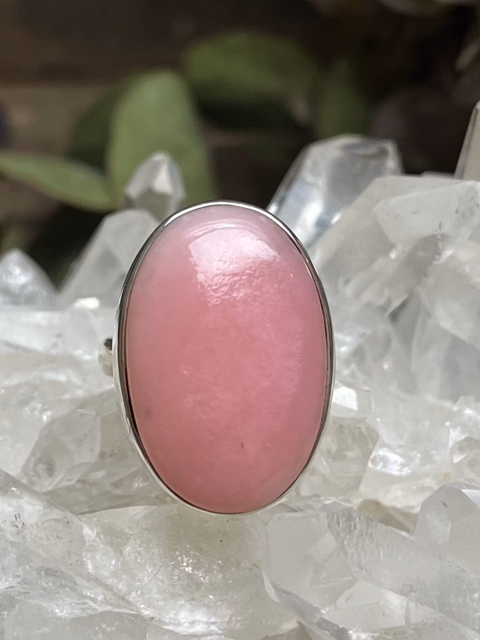 Rosa opal ring sterling silver ställbar