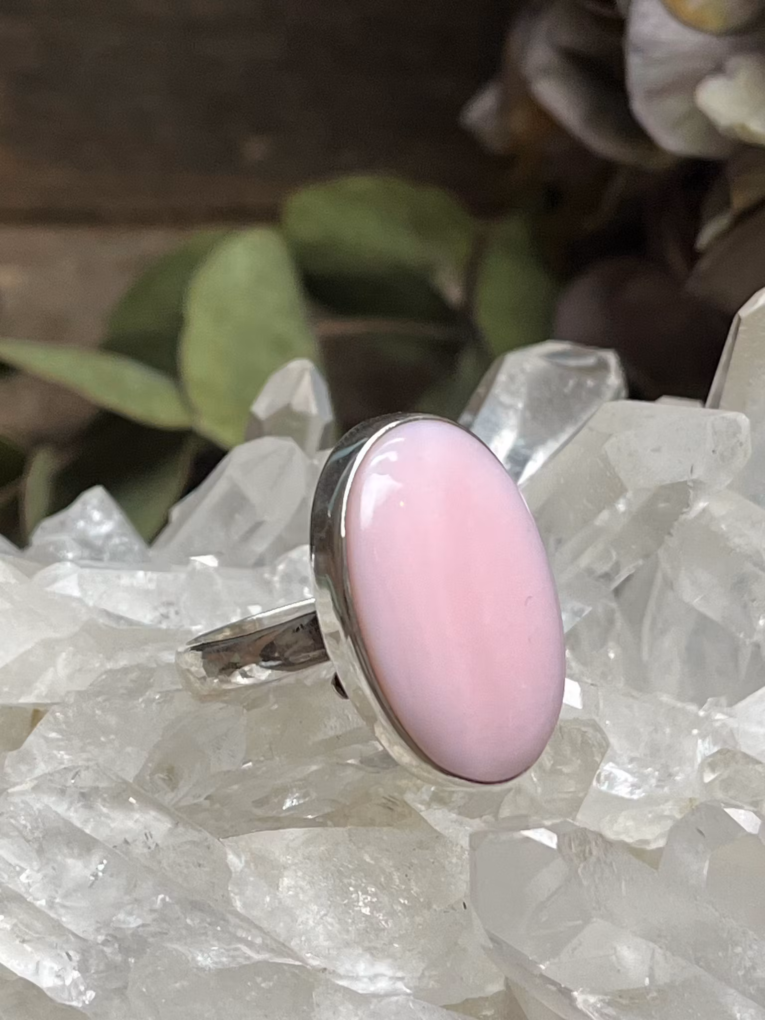 Rosa opal ring sterling silver ställbar #2