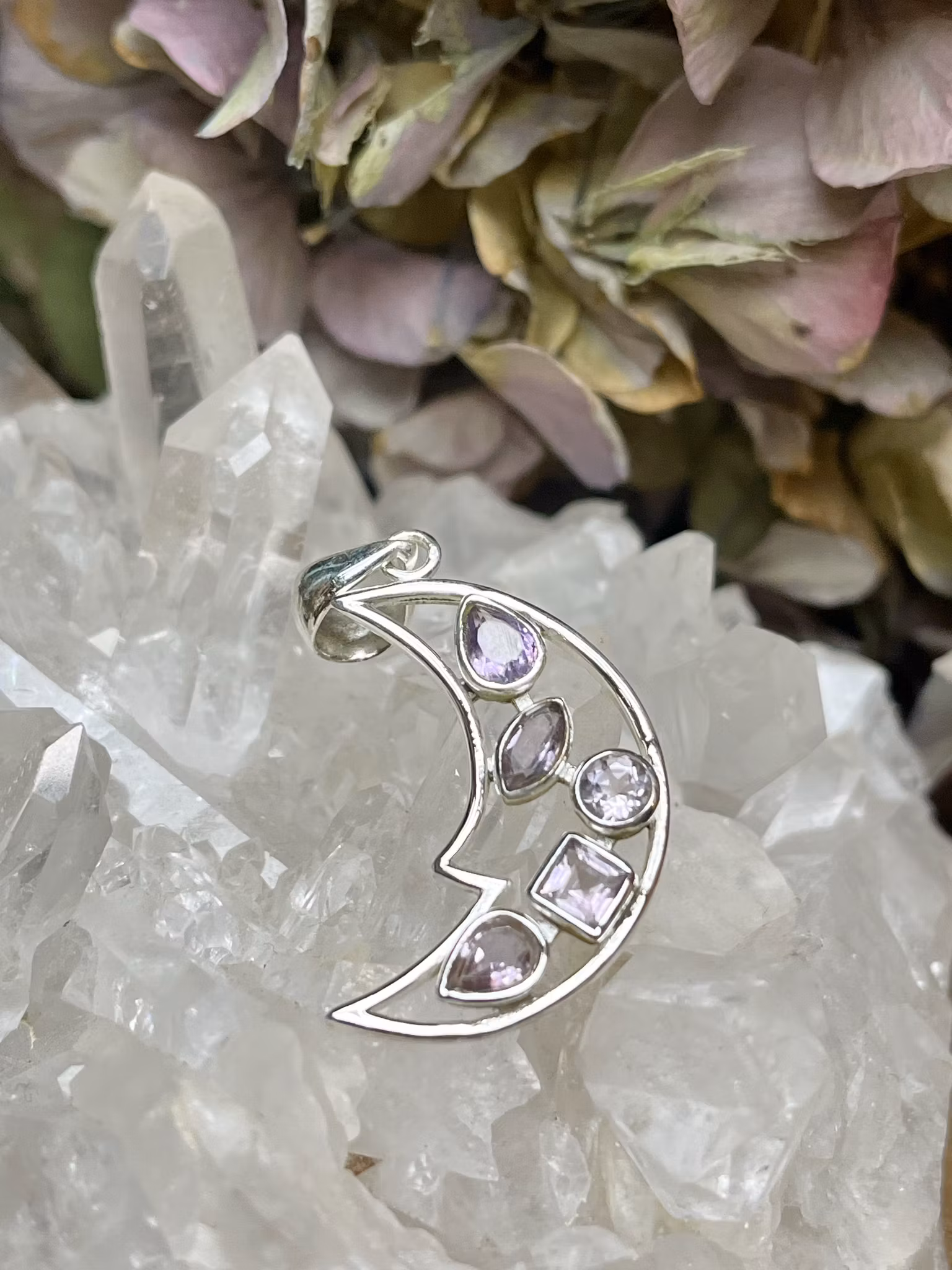 Ametist hänge måne i sterling silver