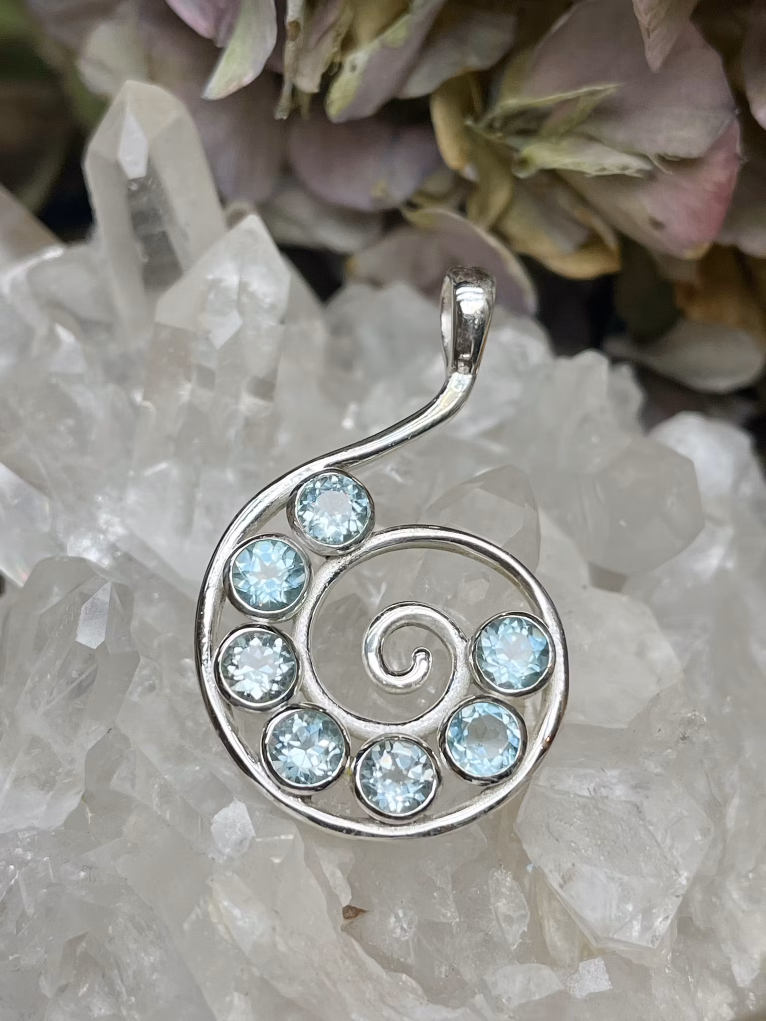 Topas, blå  hänge sterling silver