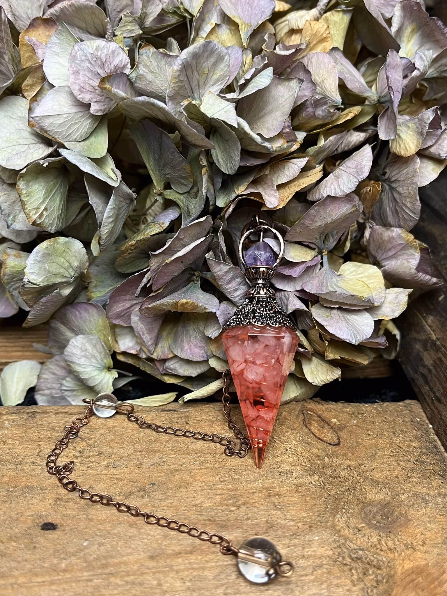 Rosenkvarts, Pendel orgonit Koppar