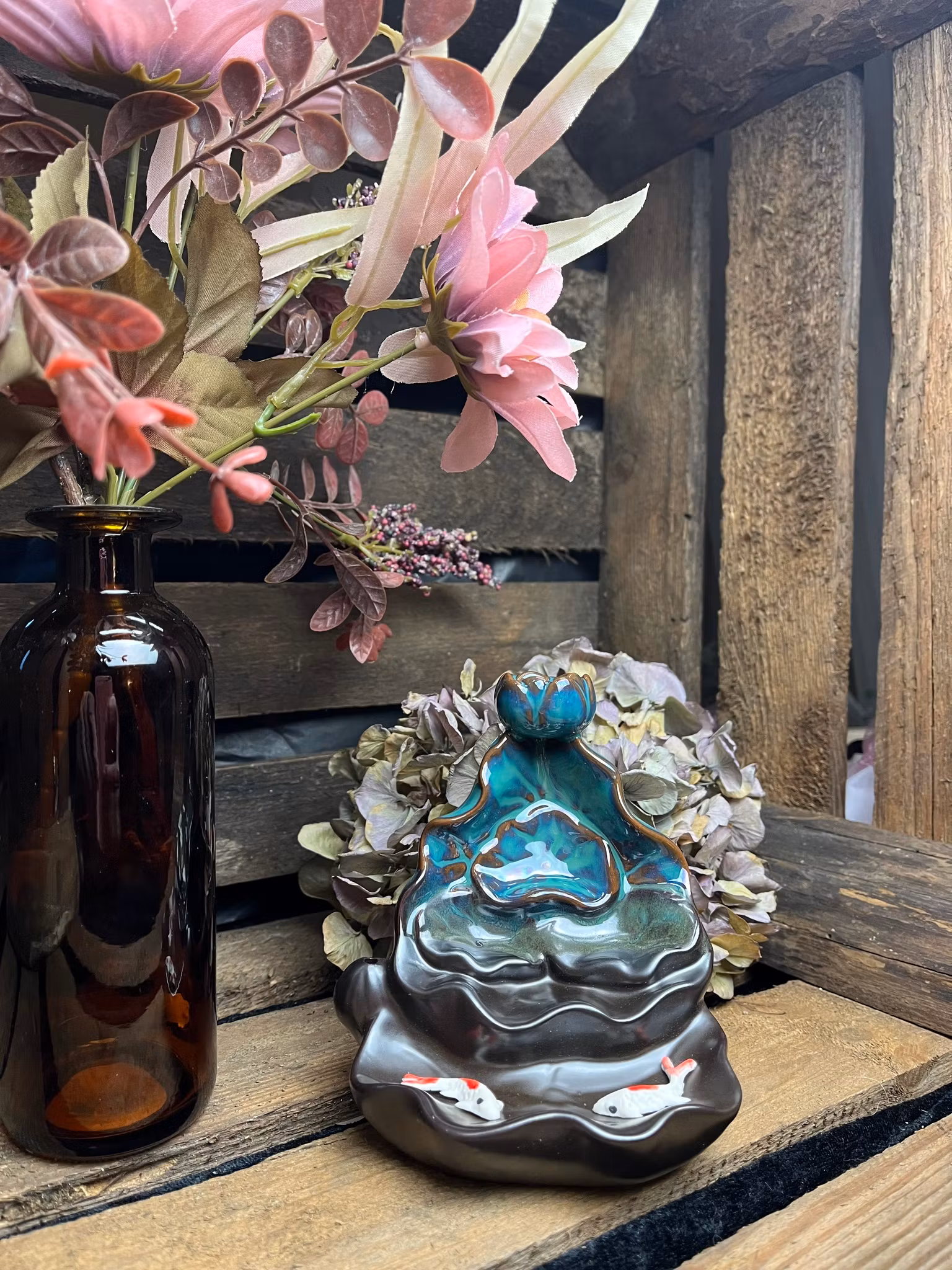 Rökelsehållare, Backflow Lotus Moss Grön