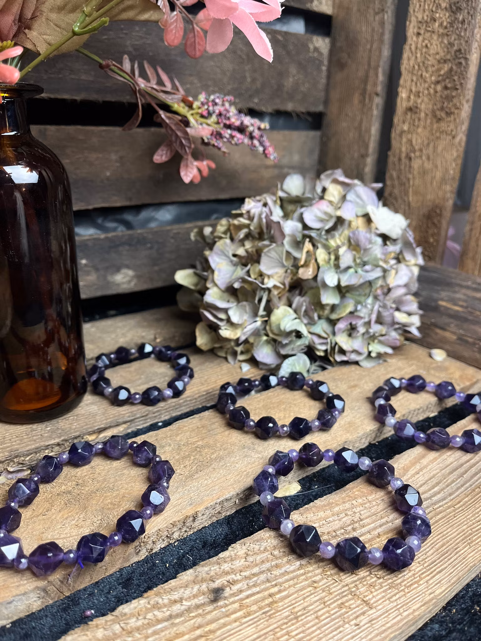 Ametist, armband facetterade