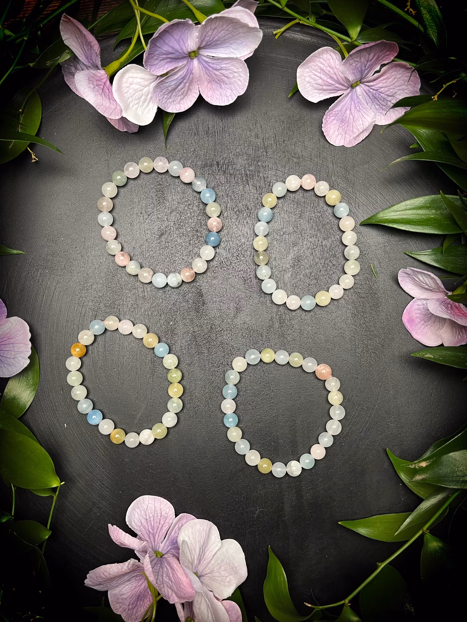 Beryll, Armband runda pärlor