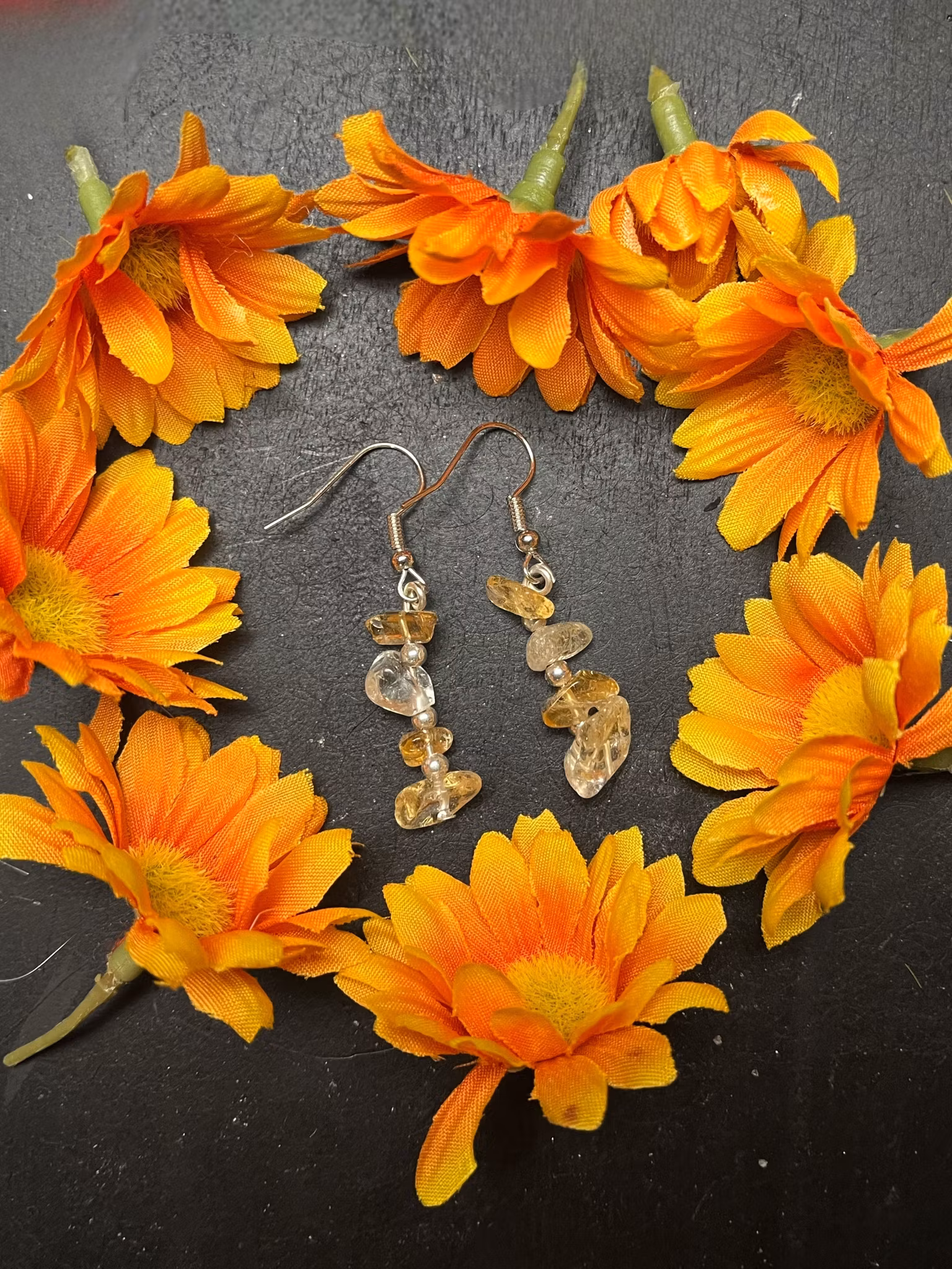 Kristallörhänge med citrin (nickelfritt)