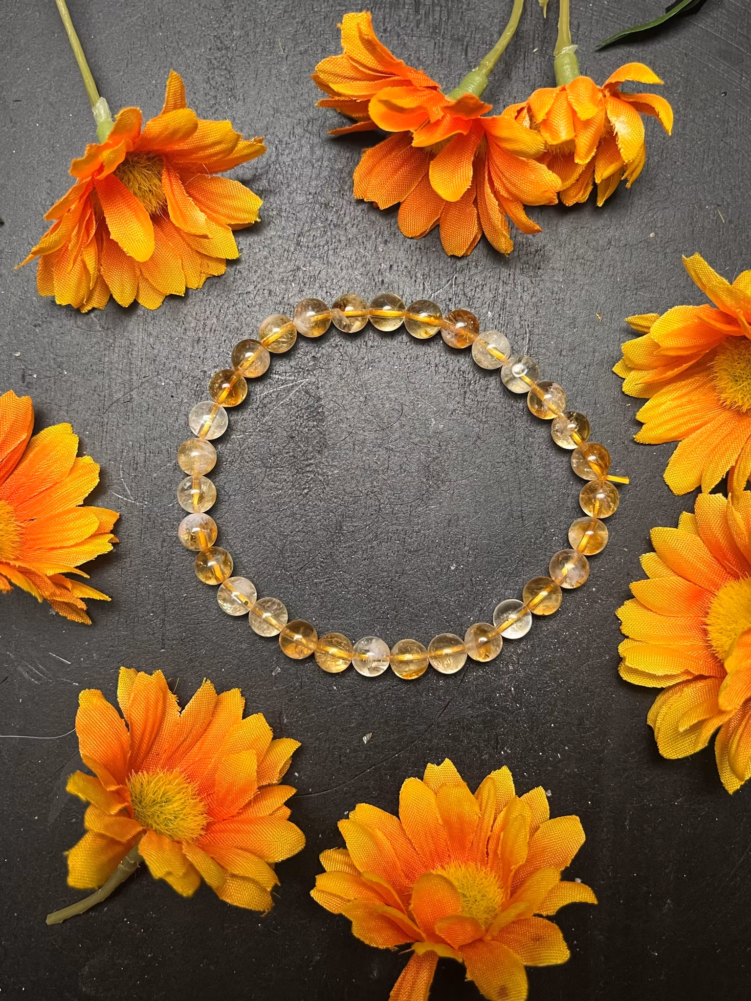 Citrin,  Armband runda pärlor