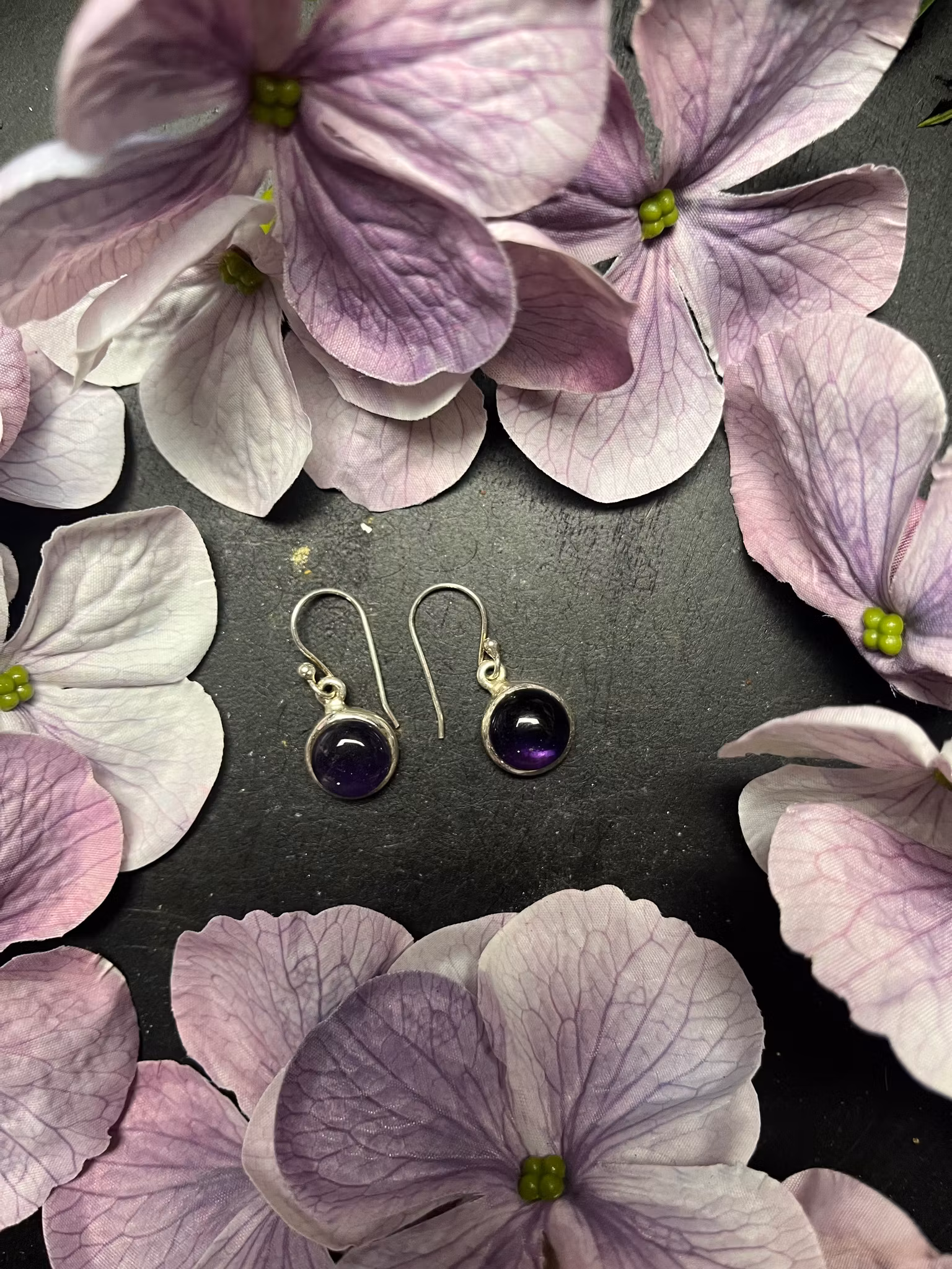 Ametist, örhängen sterling silver runda