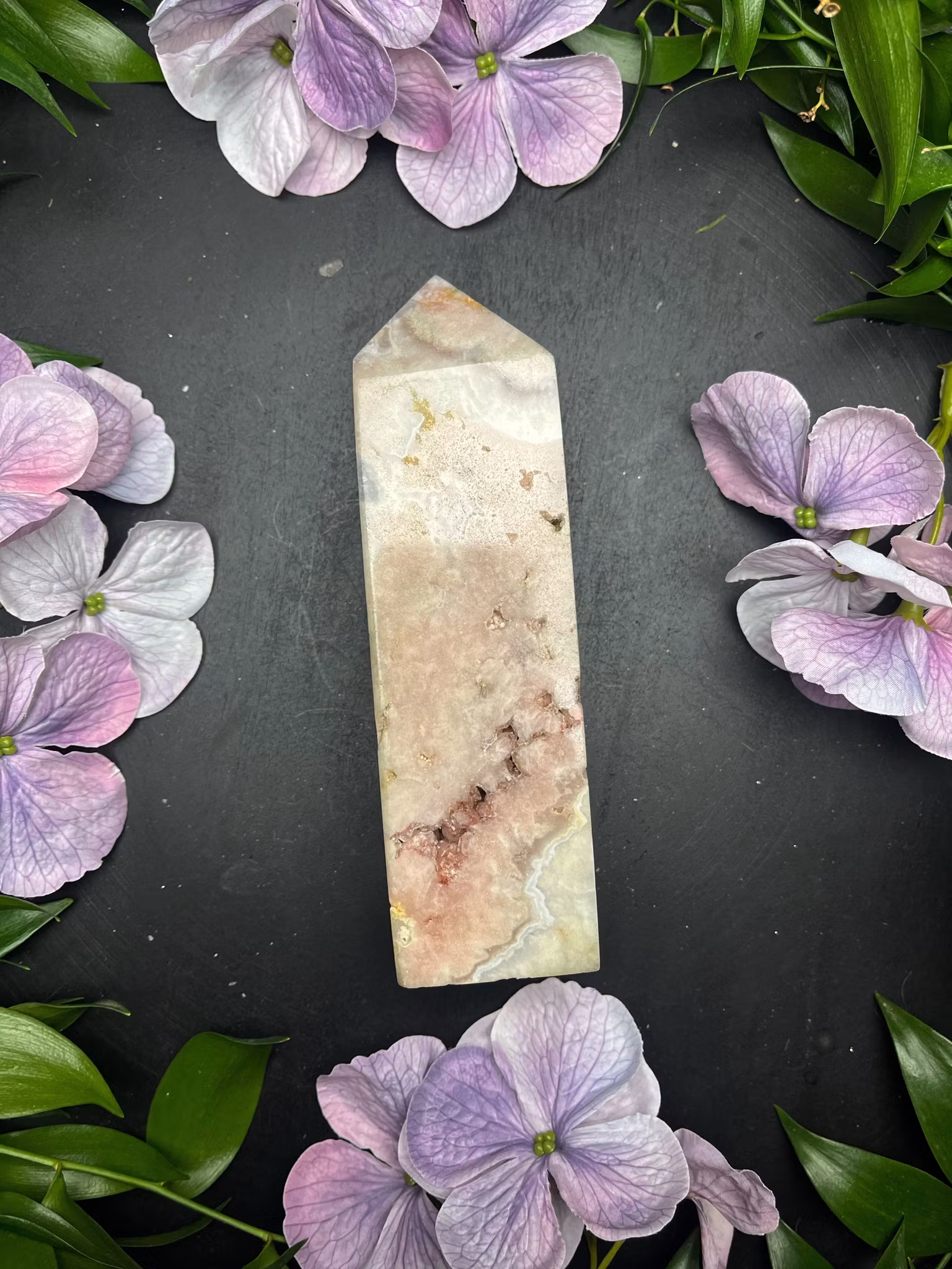 Rosa ametist/blomster agat torn