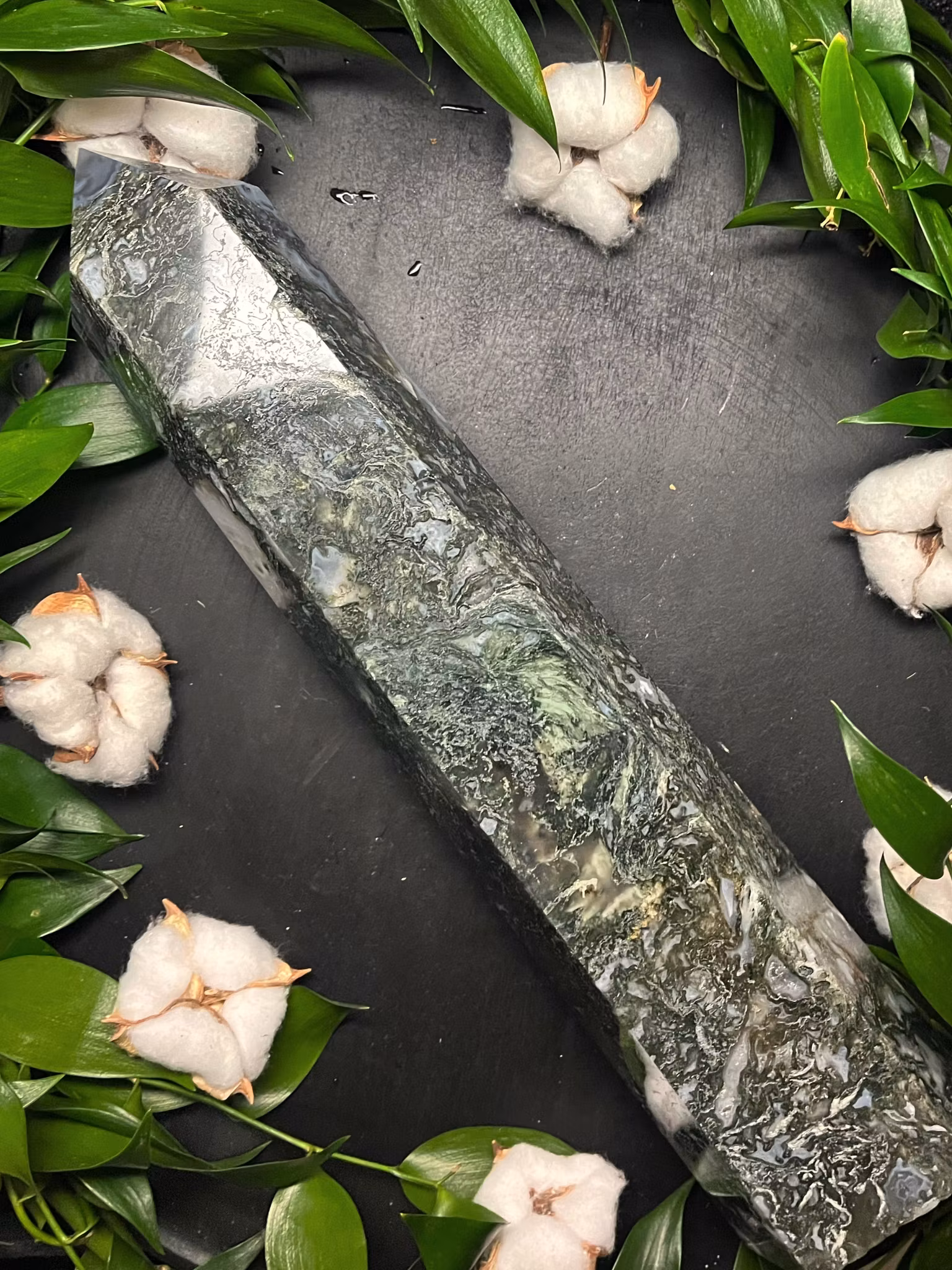 Moss agat torn polerade XXL