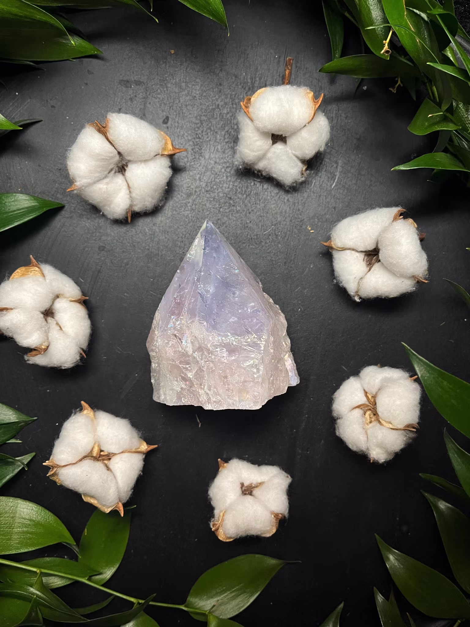 Rosenkvarts aura halvpolerad spets f