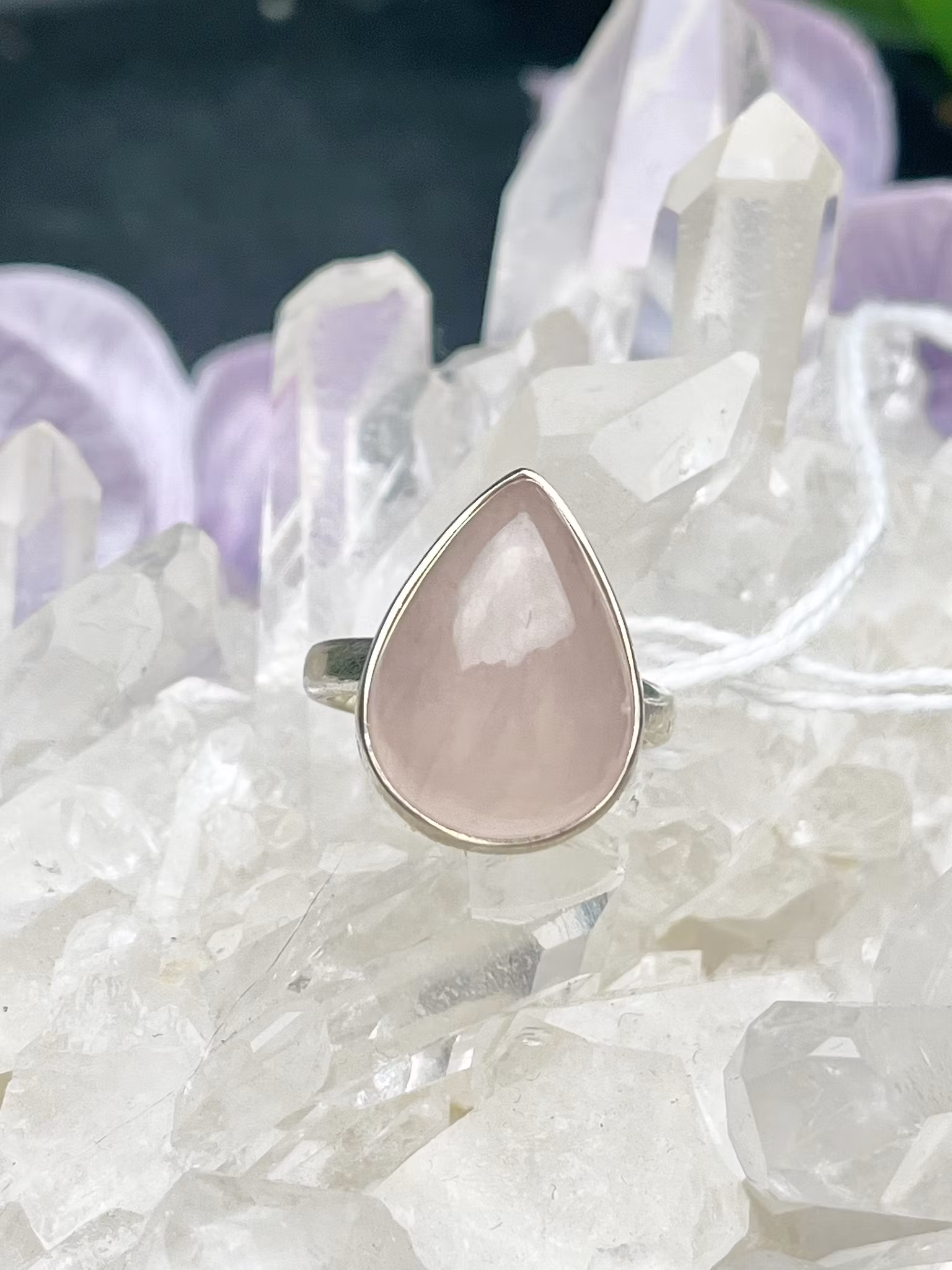 Kristallring rosenkvarts sterling silver stl  6