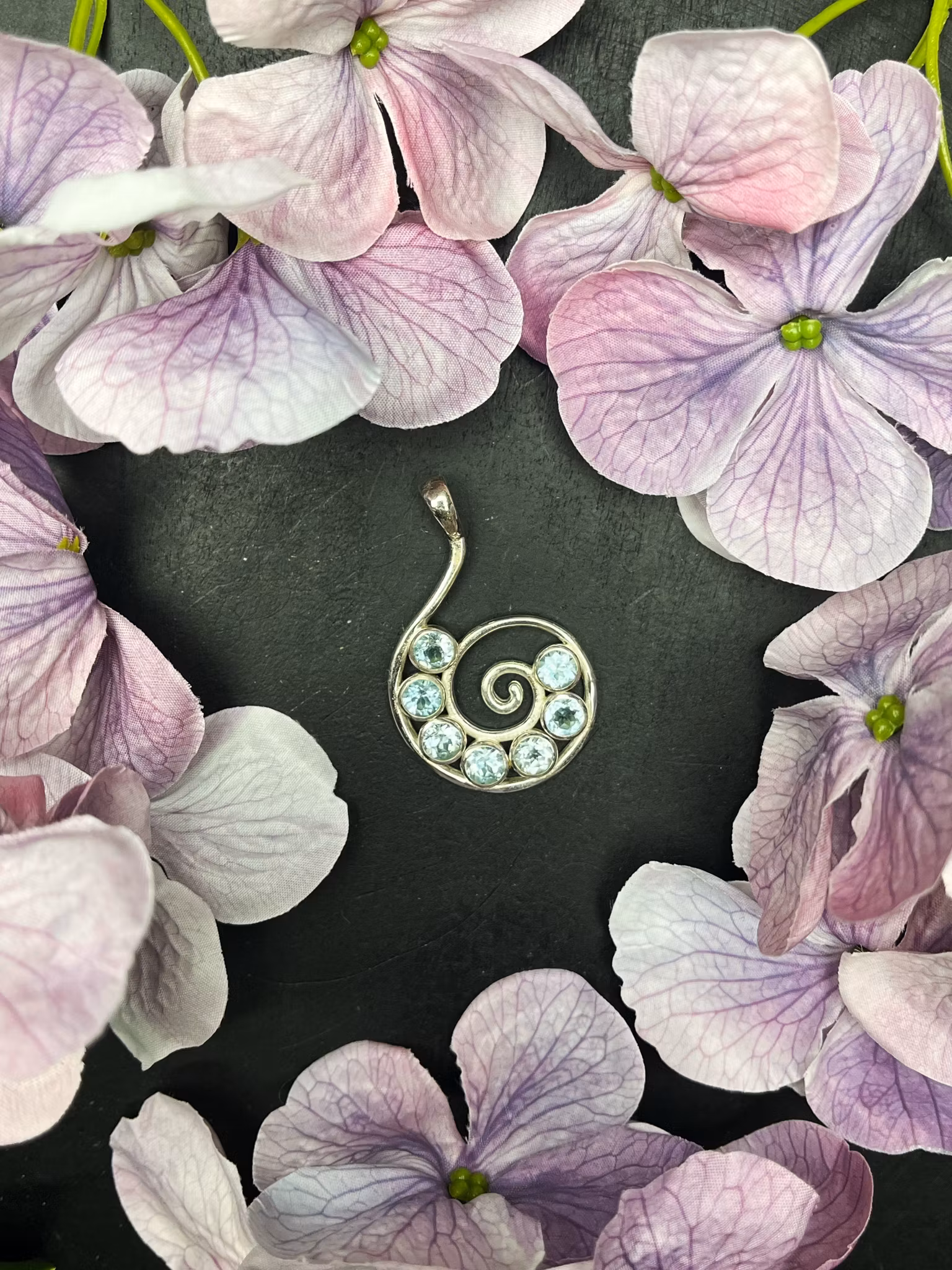 Topas, blå  hänge sterling silver