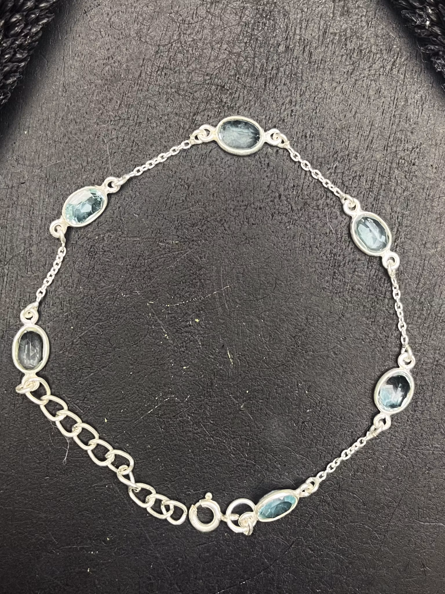 Topas, blå armband sterling silver